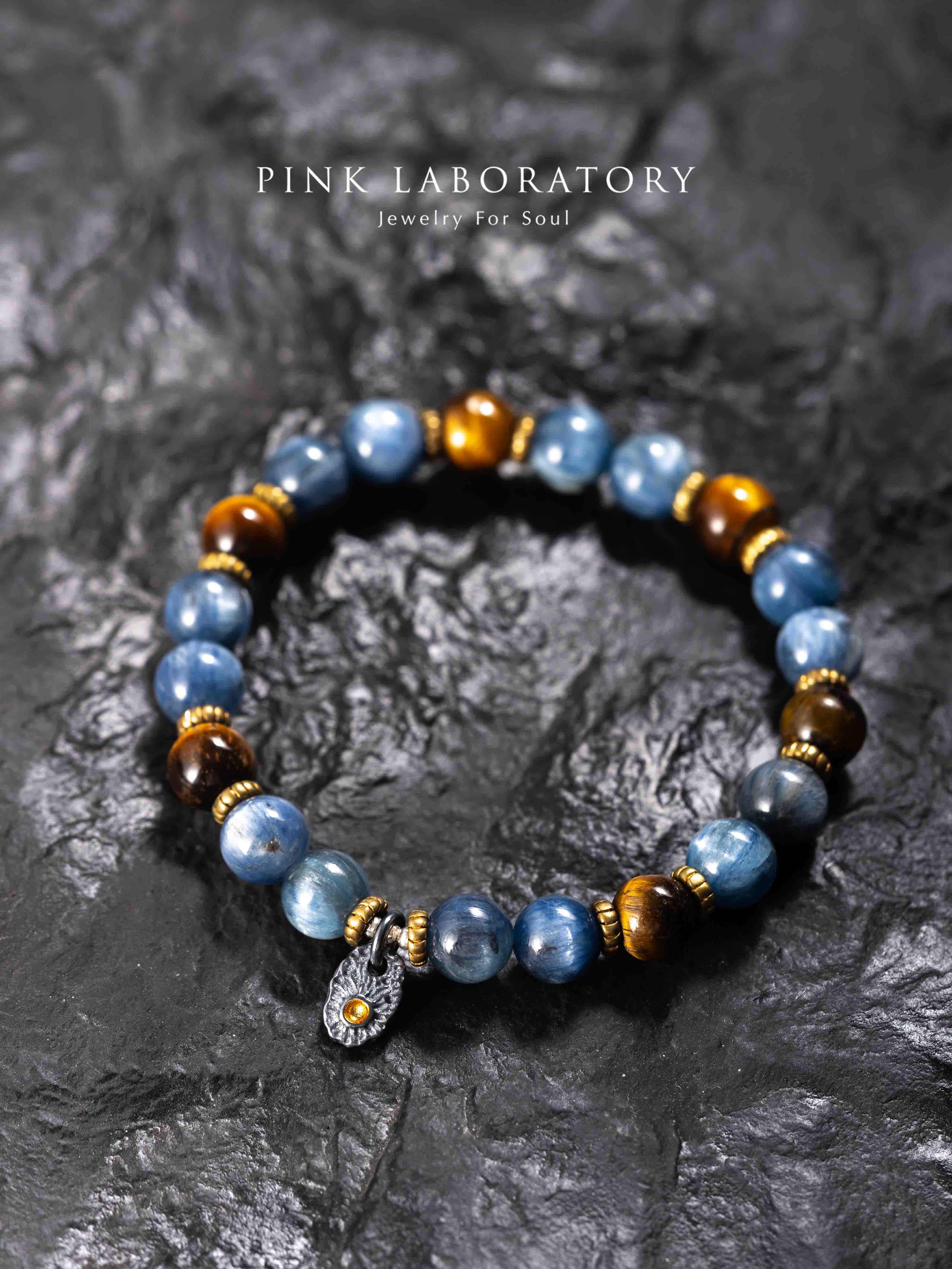 藍晶石虎眼石純銀黃銅手鍊