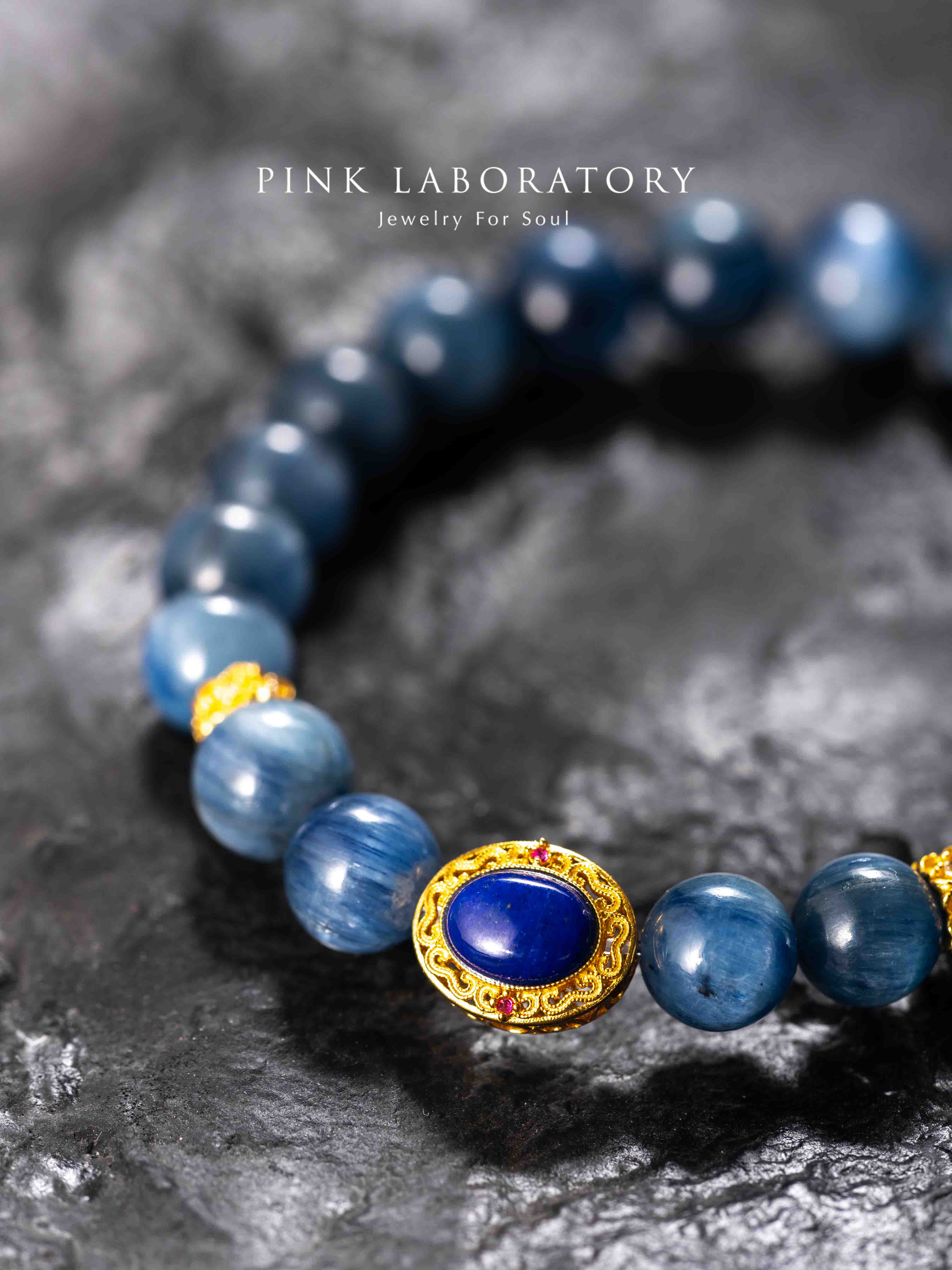 藍晶石青金石純銀鍍金手鍊