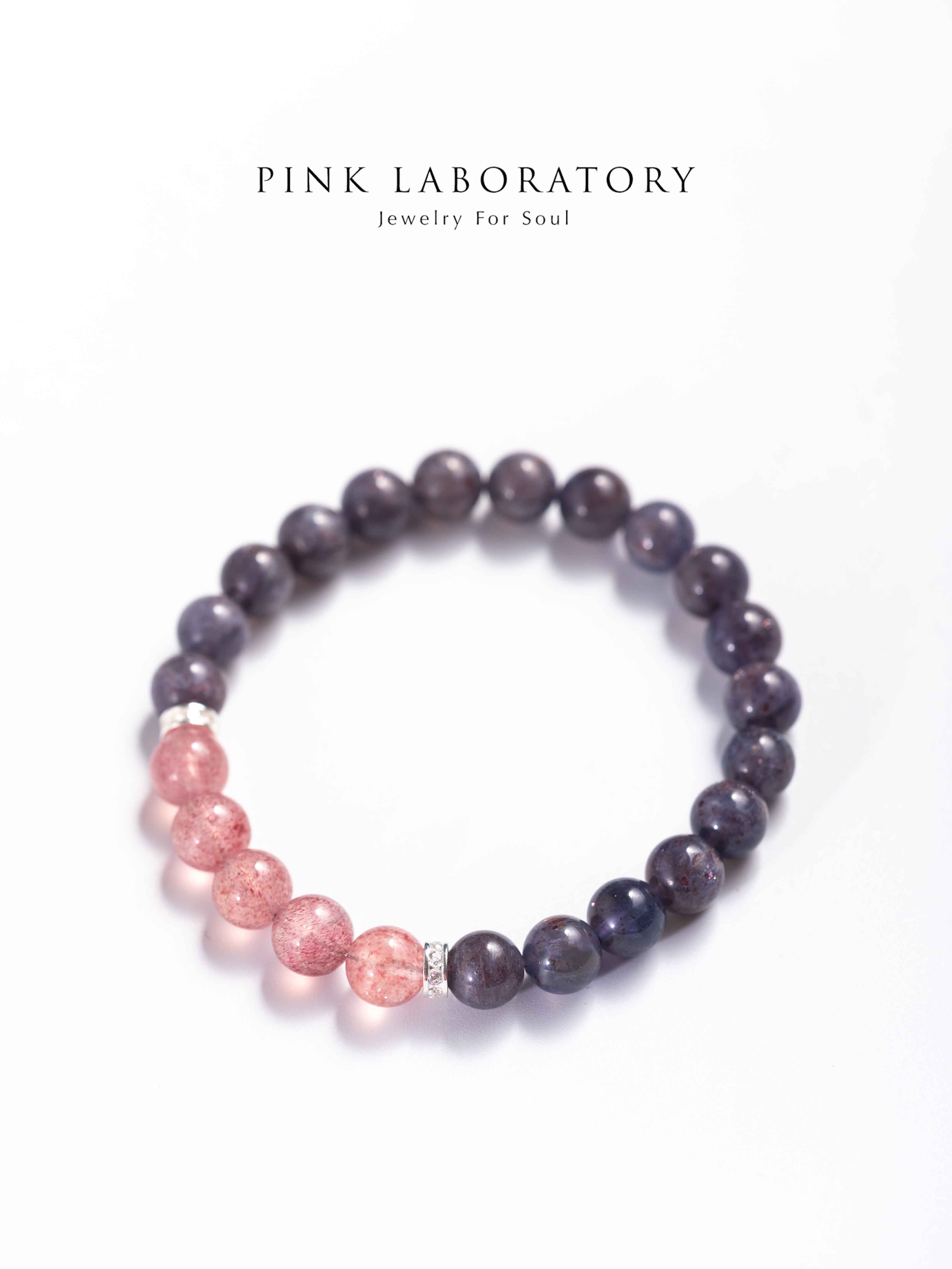 堇青石草莓晶925純銀手鍊