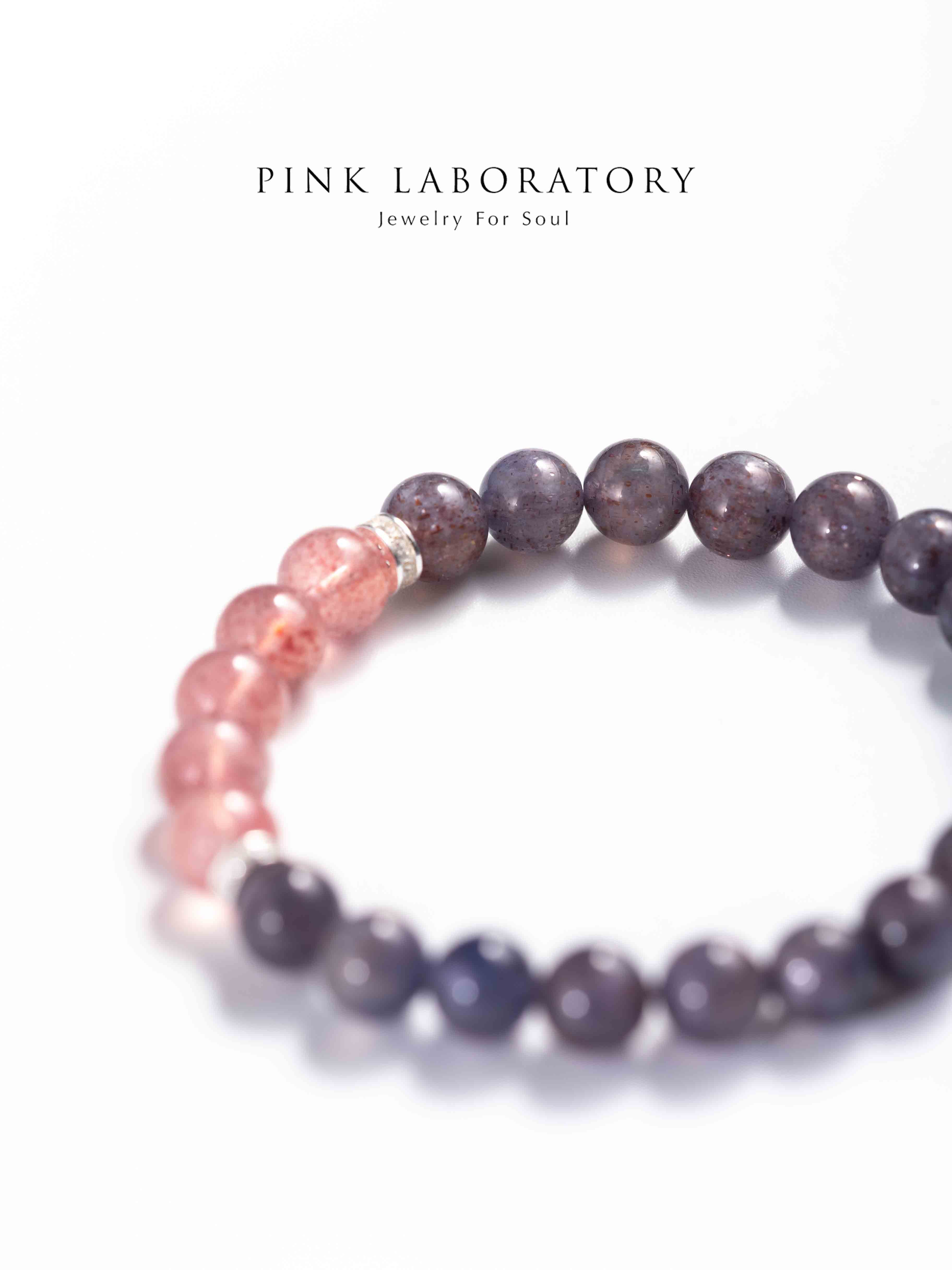 堇青石草莓晶925純銀手鍊