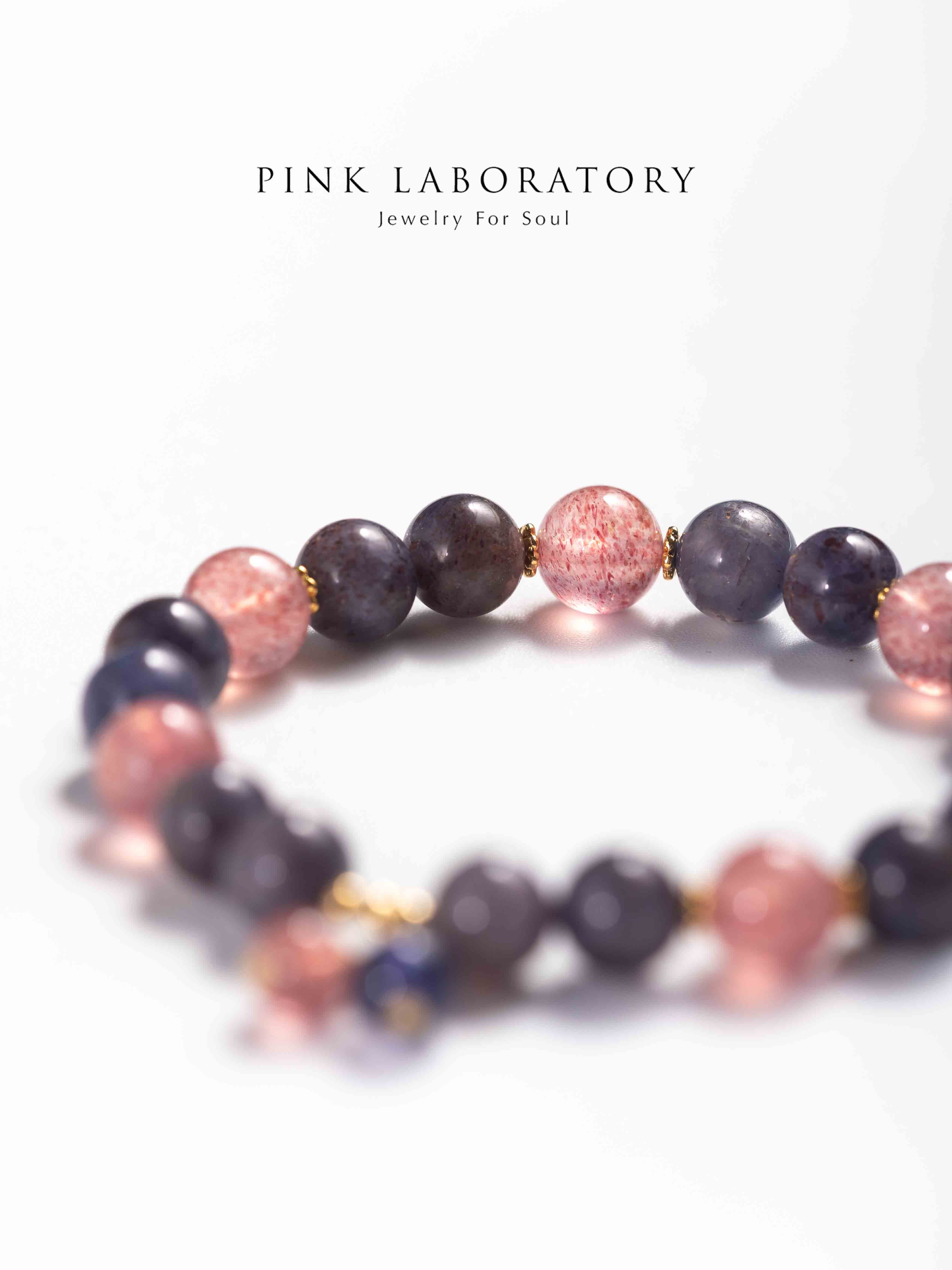 堇青石草莓晶14K包金手鍊