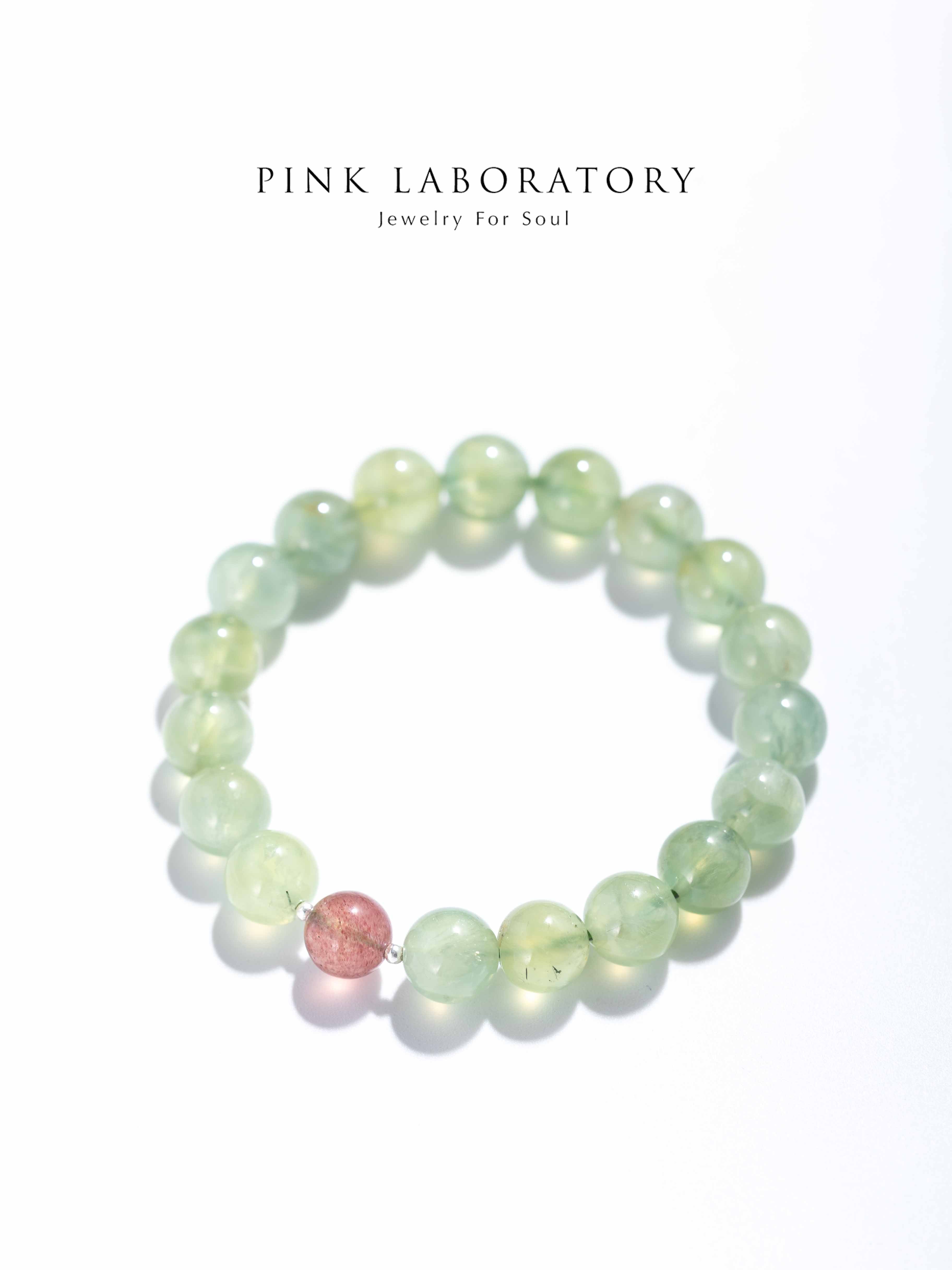 葡萄石草莓晶925純銀手鍊