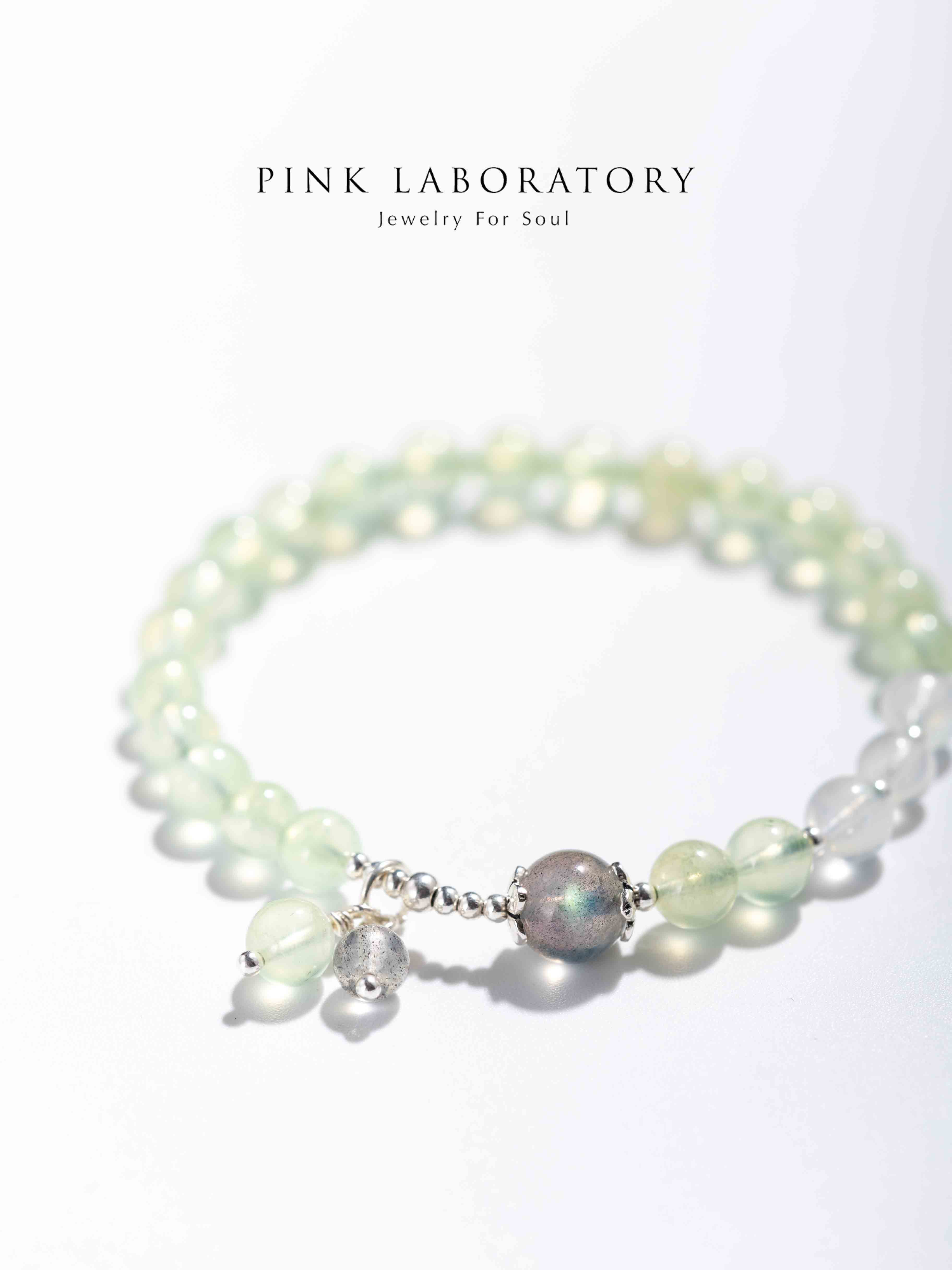 葡萄石拉長石925純銀手鏈