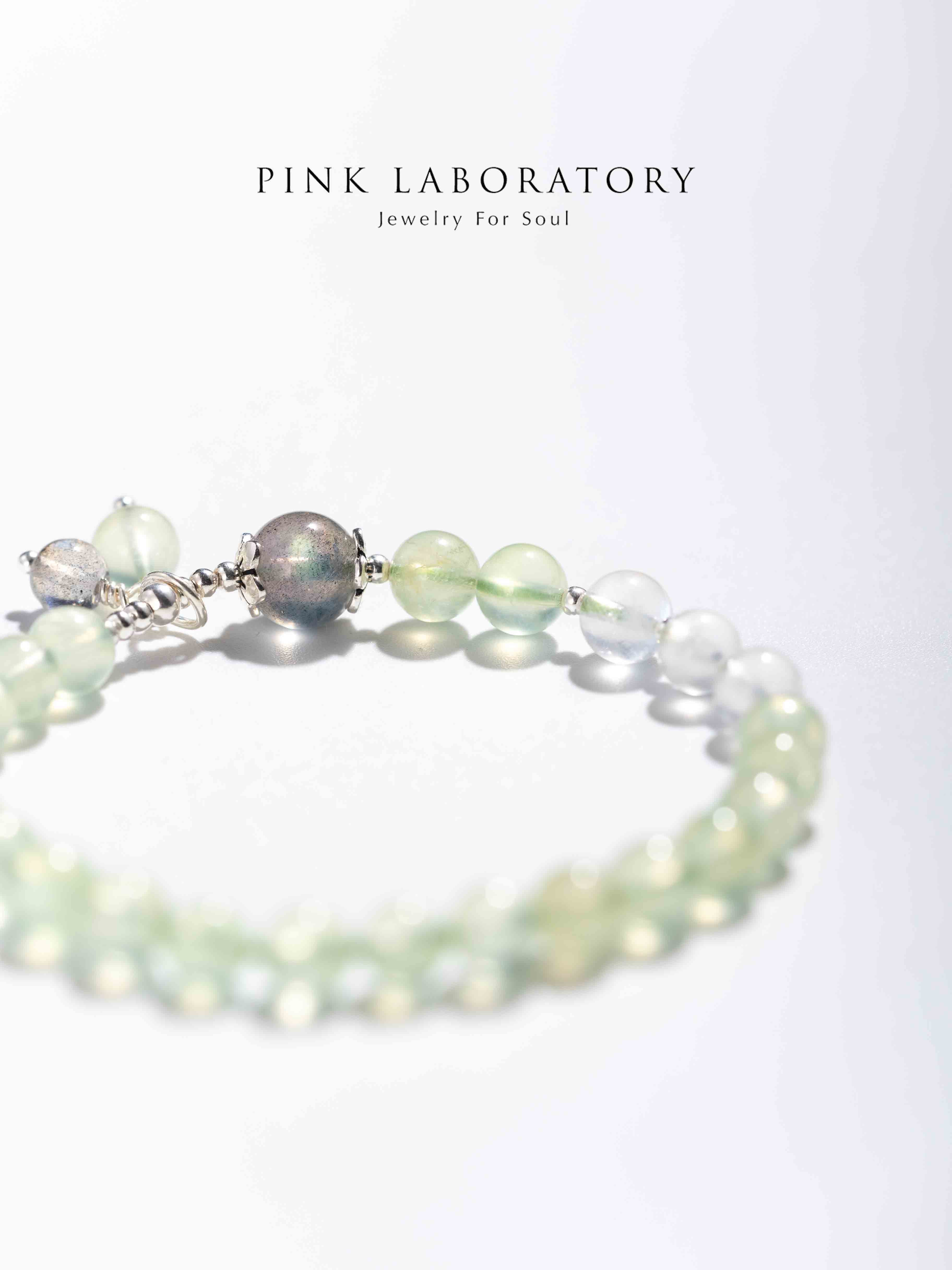 葡萄石拉長石925純銀手鏈