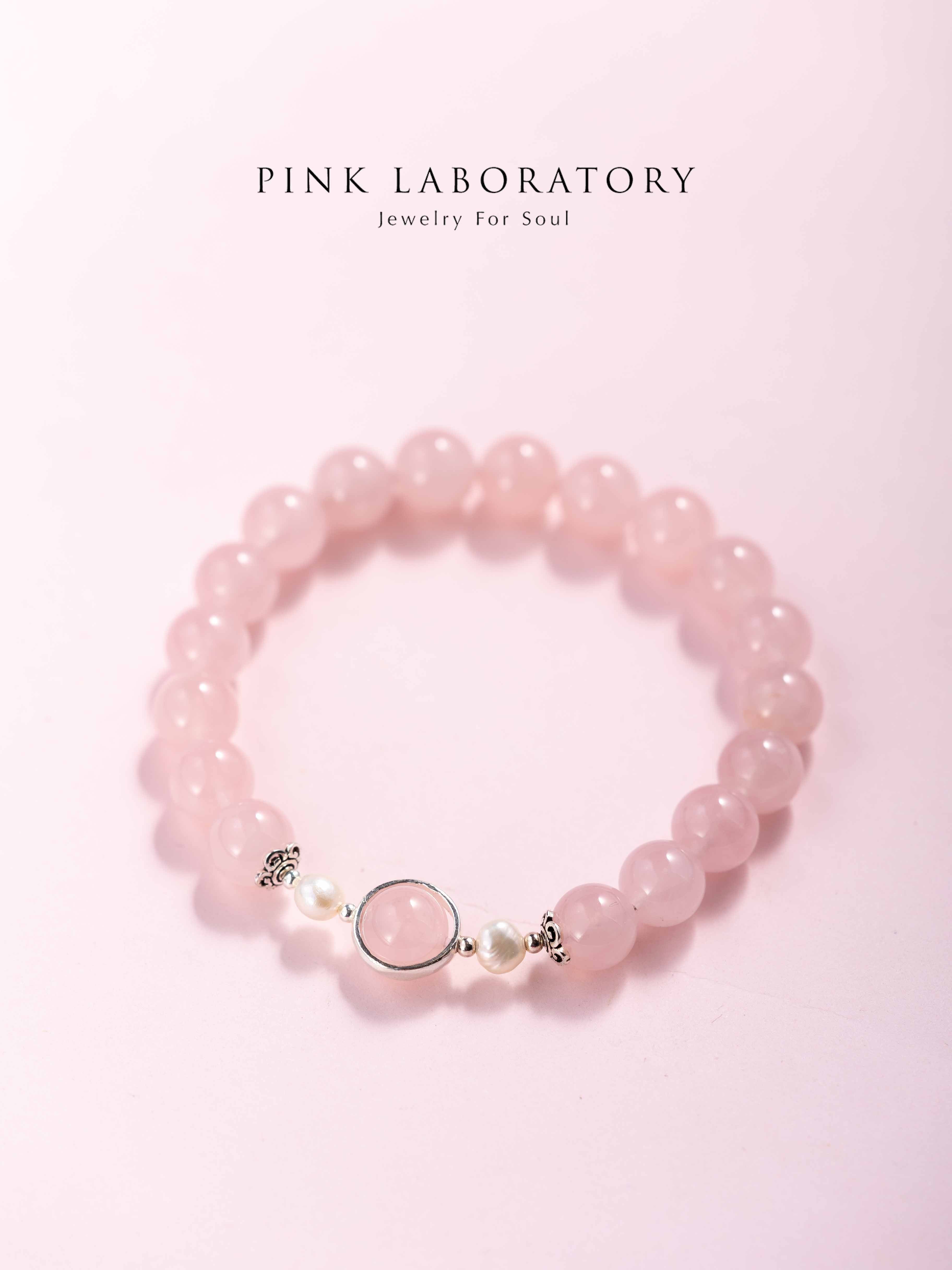 粉水晶珍珠925純銀手鍊