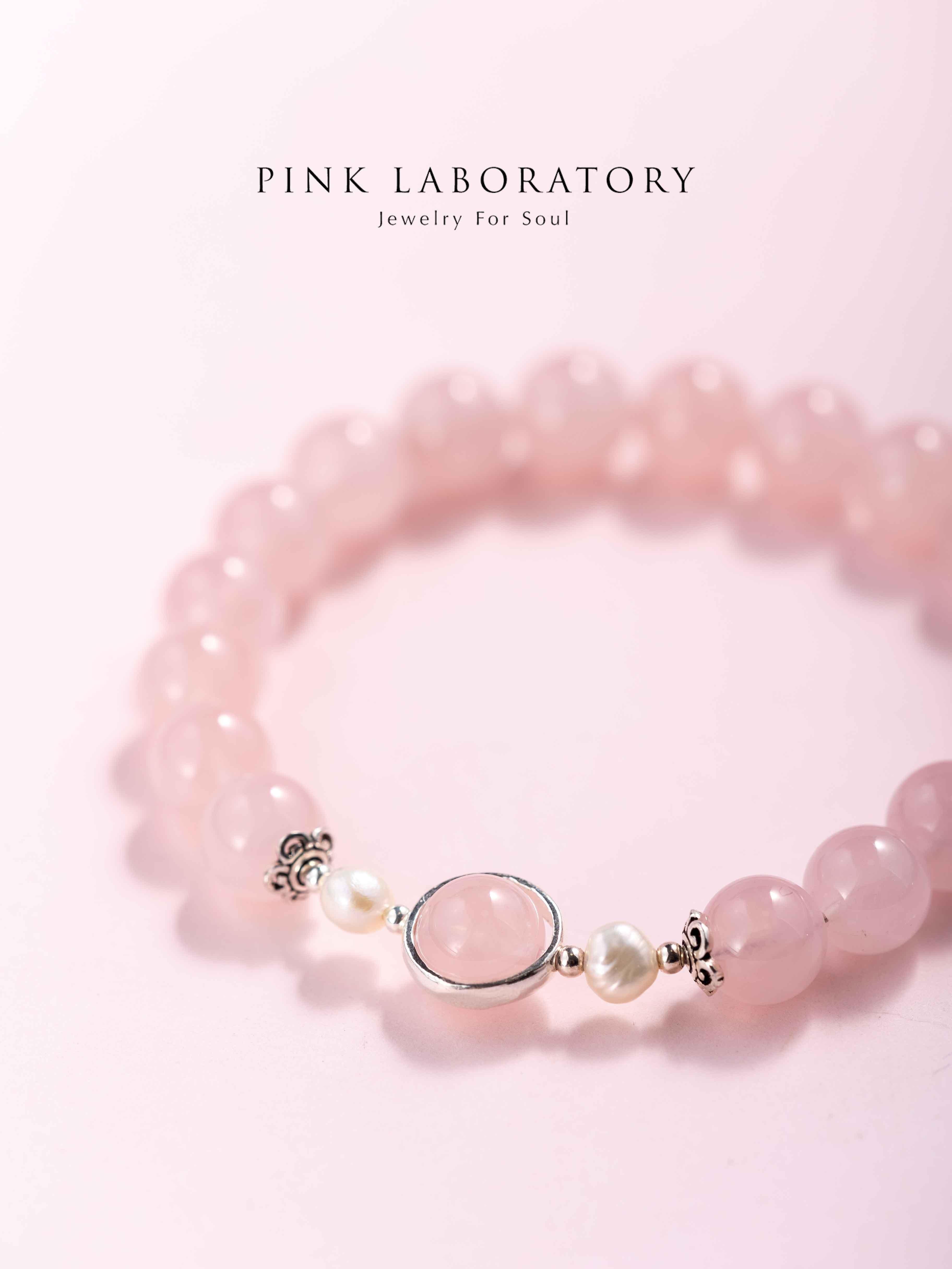 粉水晶珍珠925純銀手鍊