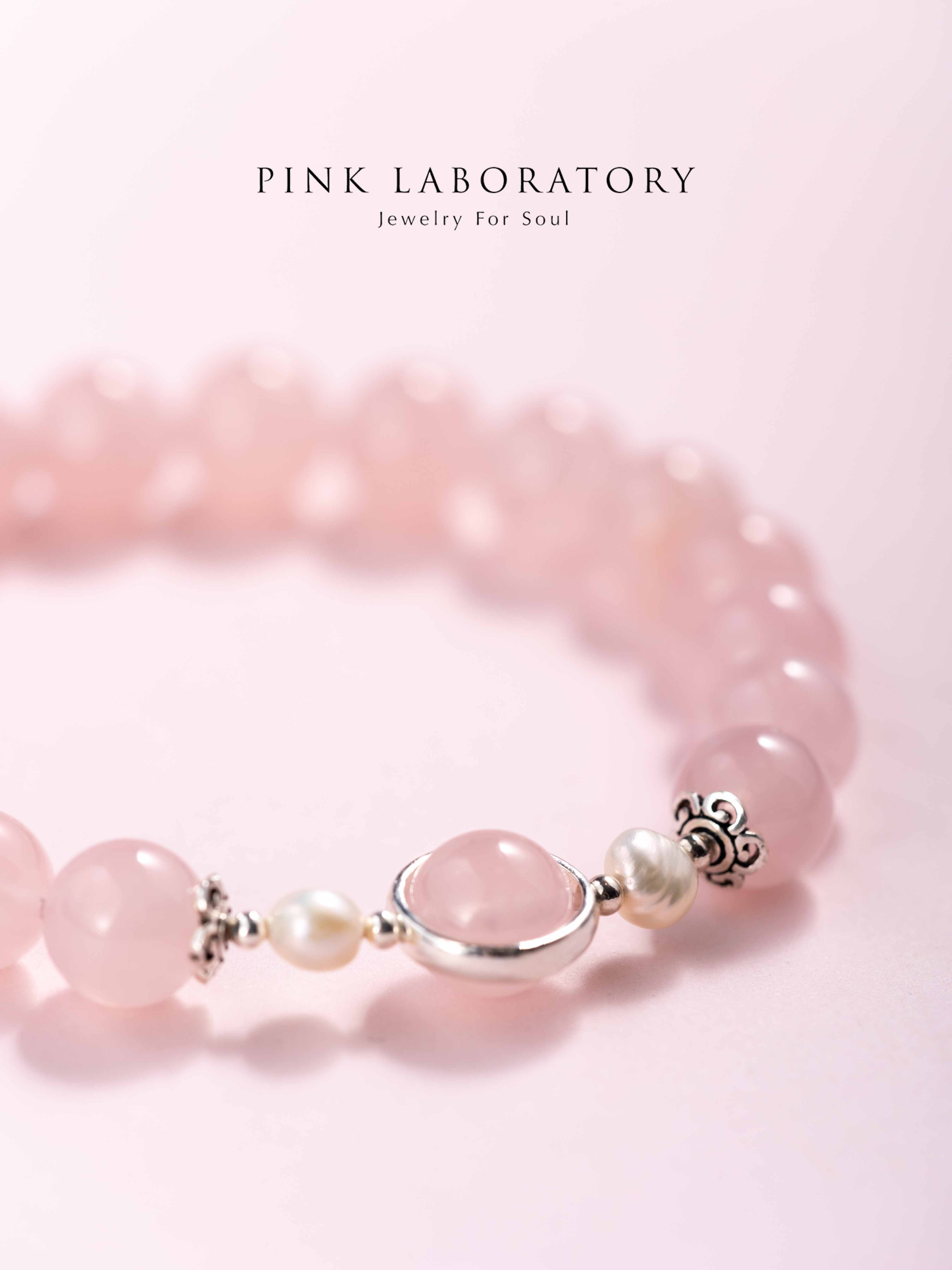 粉水晶珍珠925純銀手鍊
