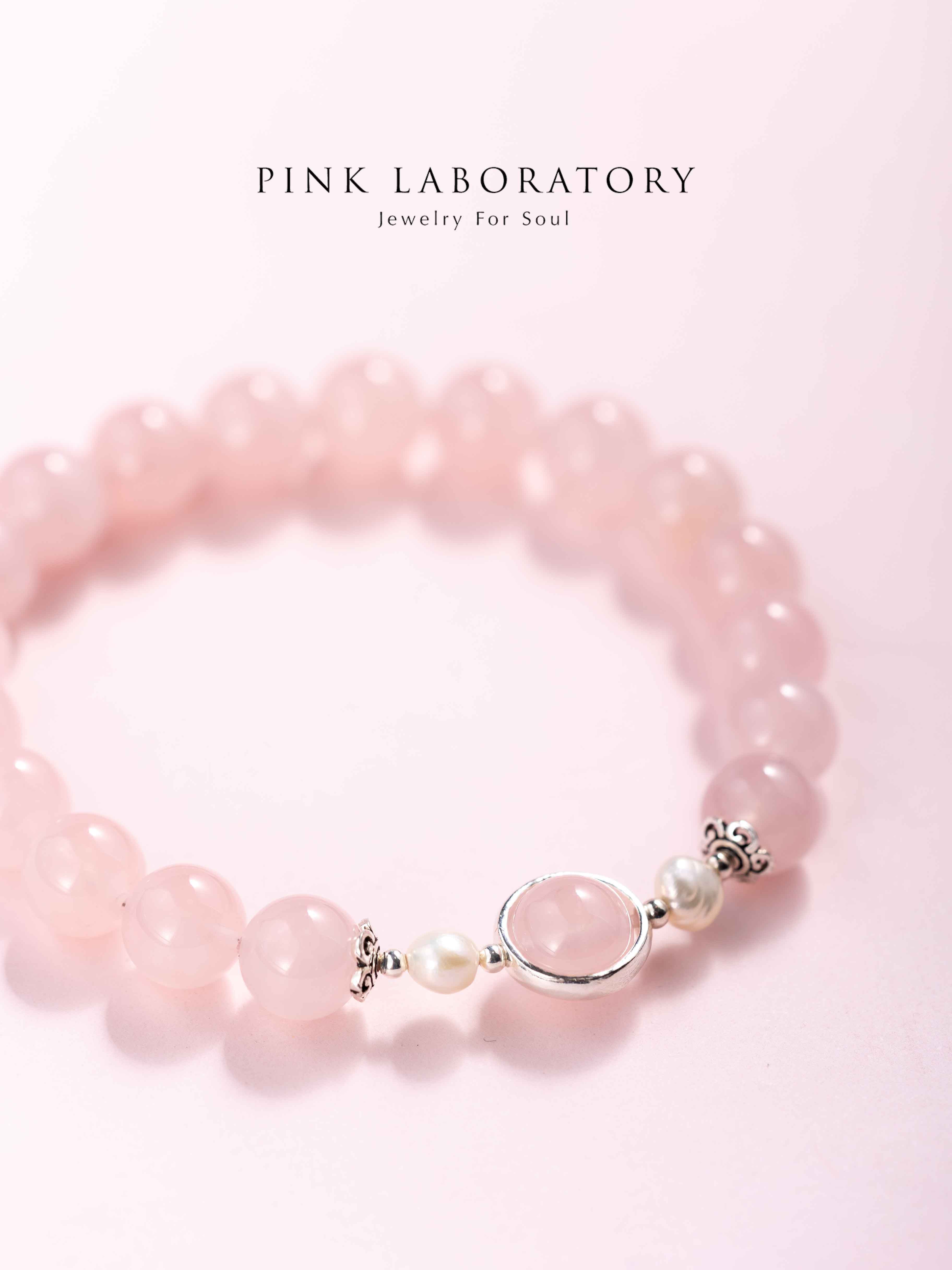 粉水晶珍珠925純銀手鍊