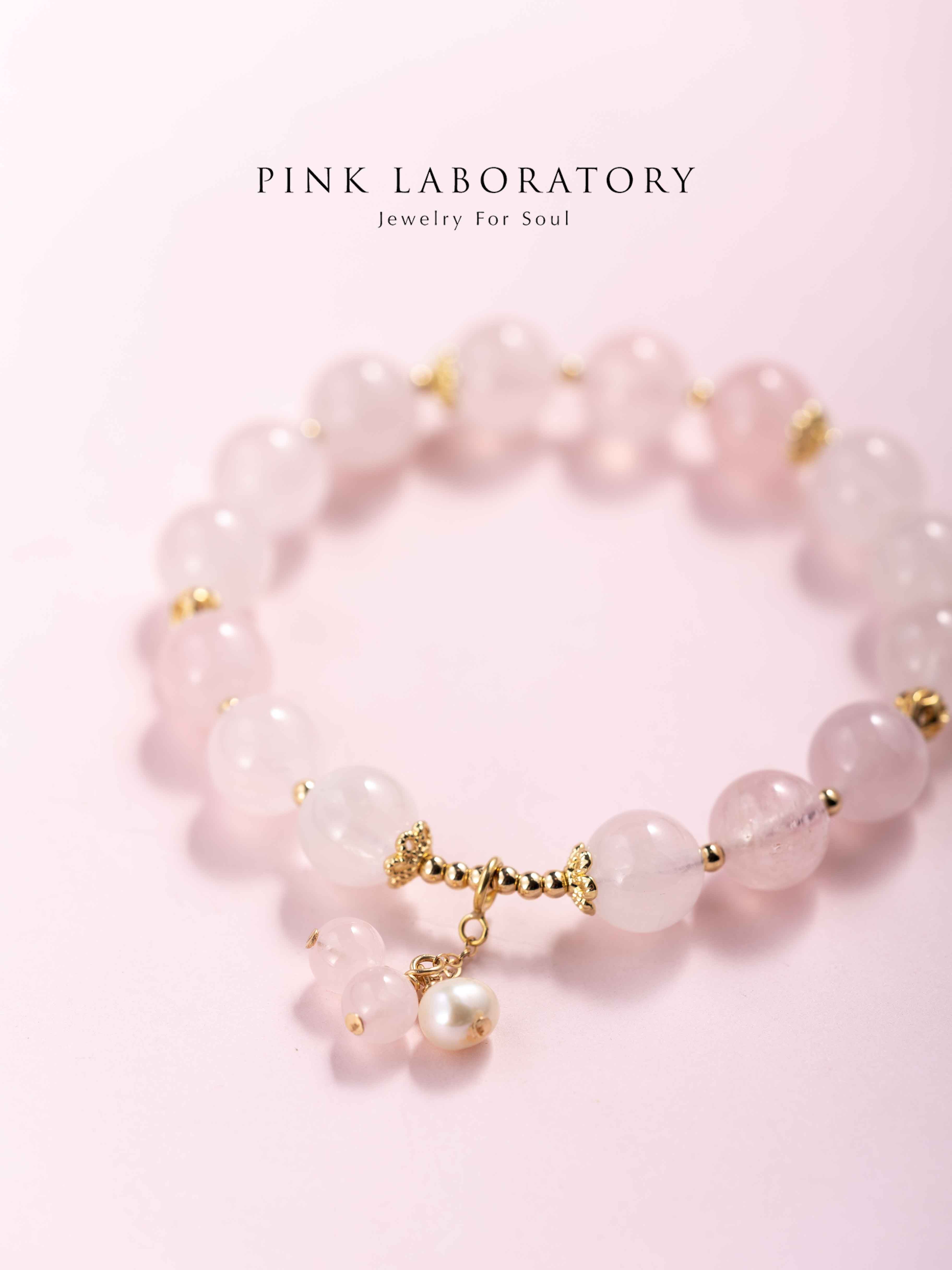 粉水晶14k包金手鍊