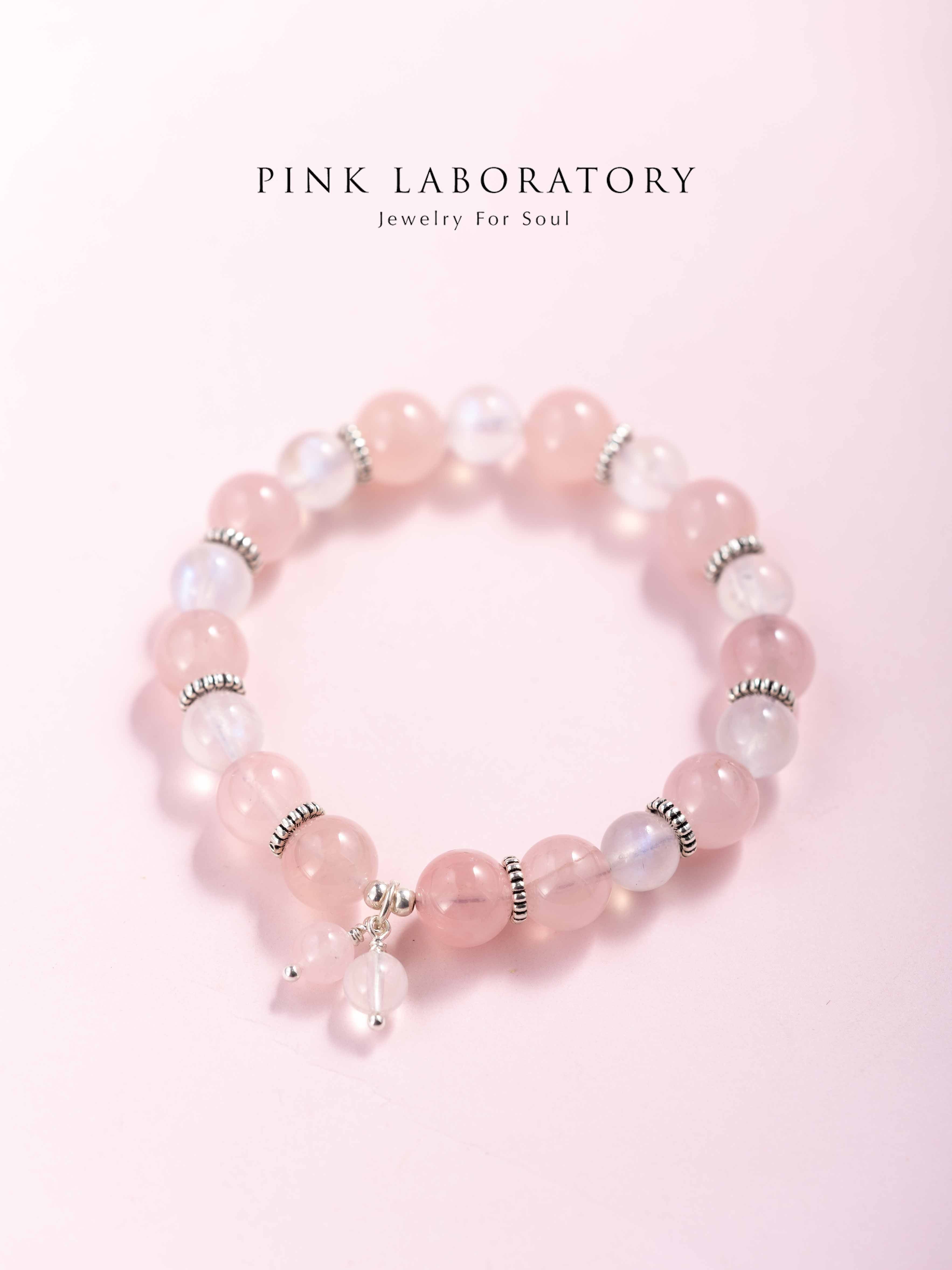 粉水晶月光石925純銀手鍊