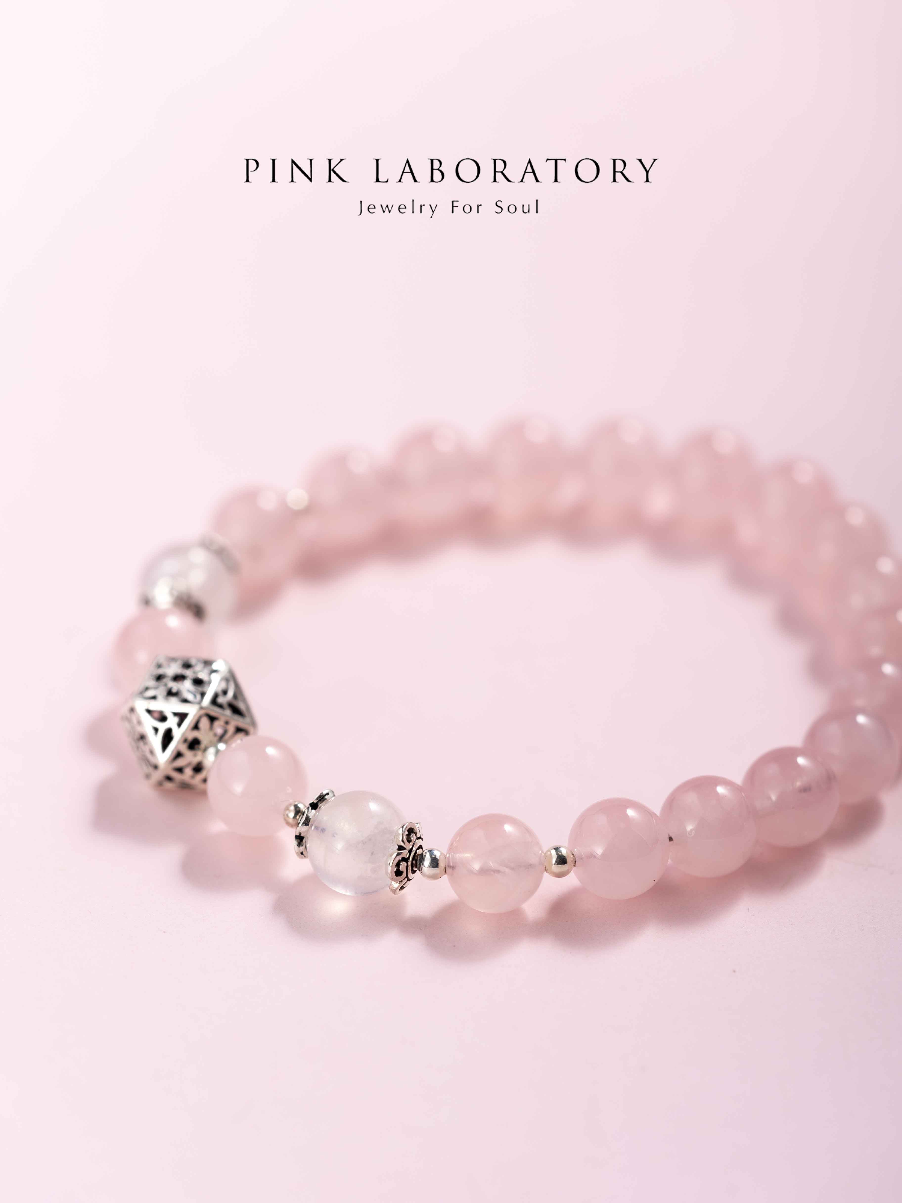 粉水晶月光石925純銀手鍊