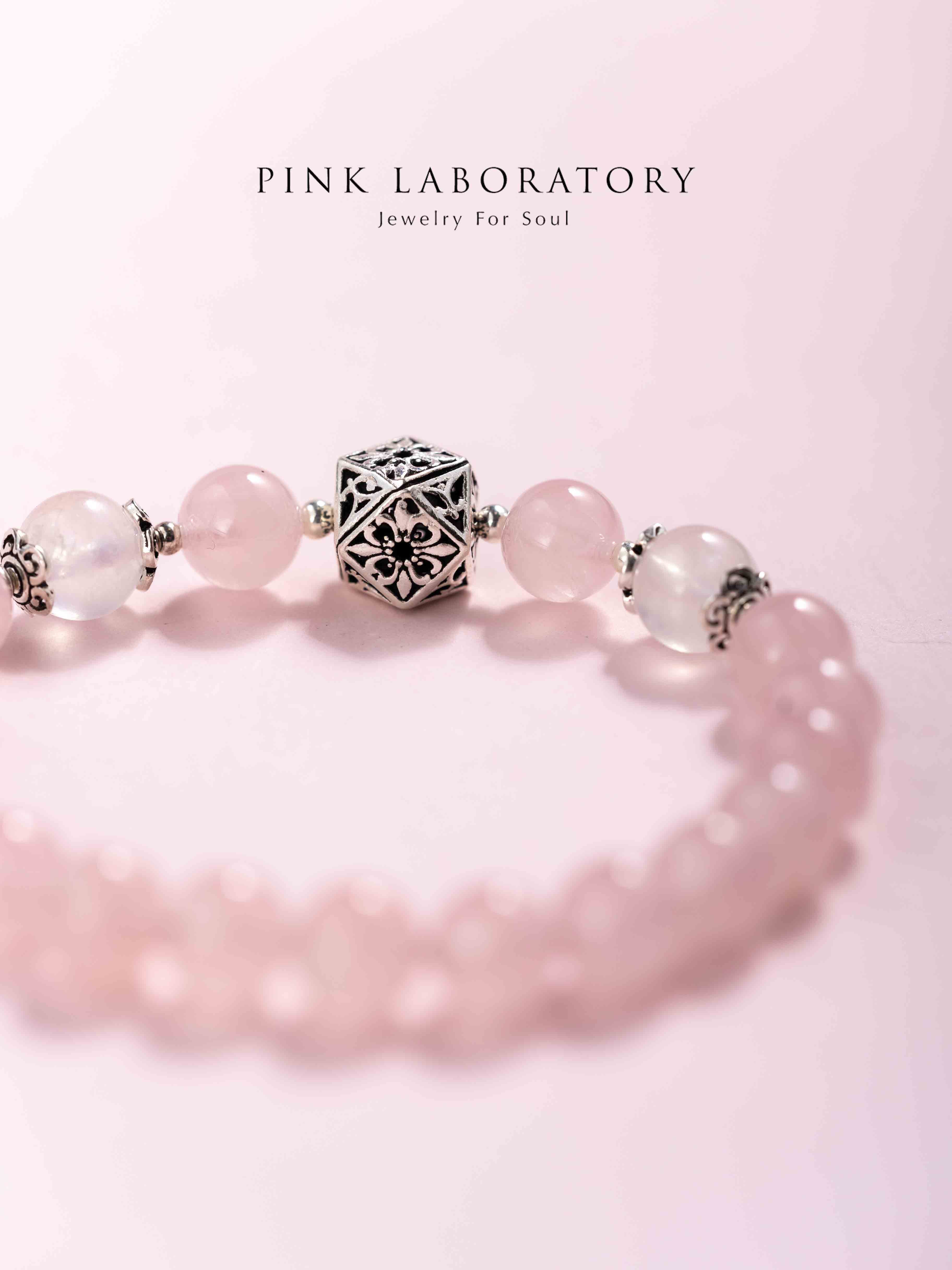 粉水晶月光石925純銀手鍊