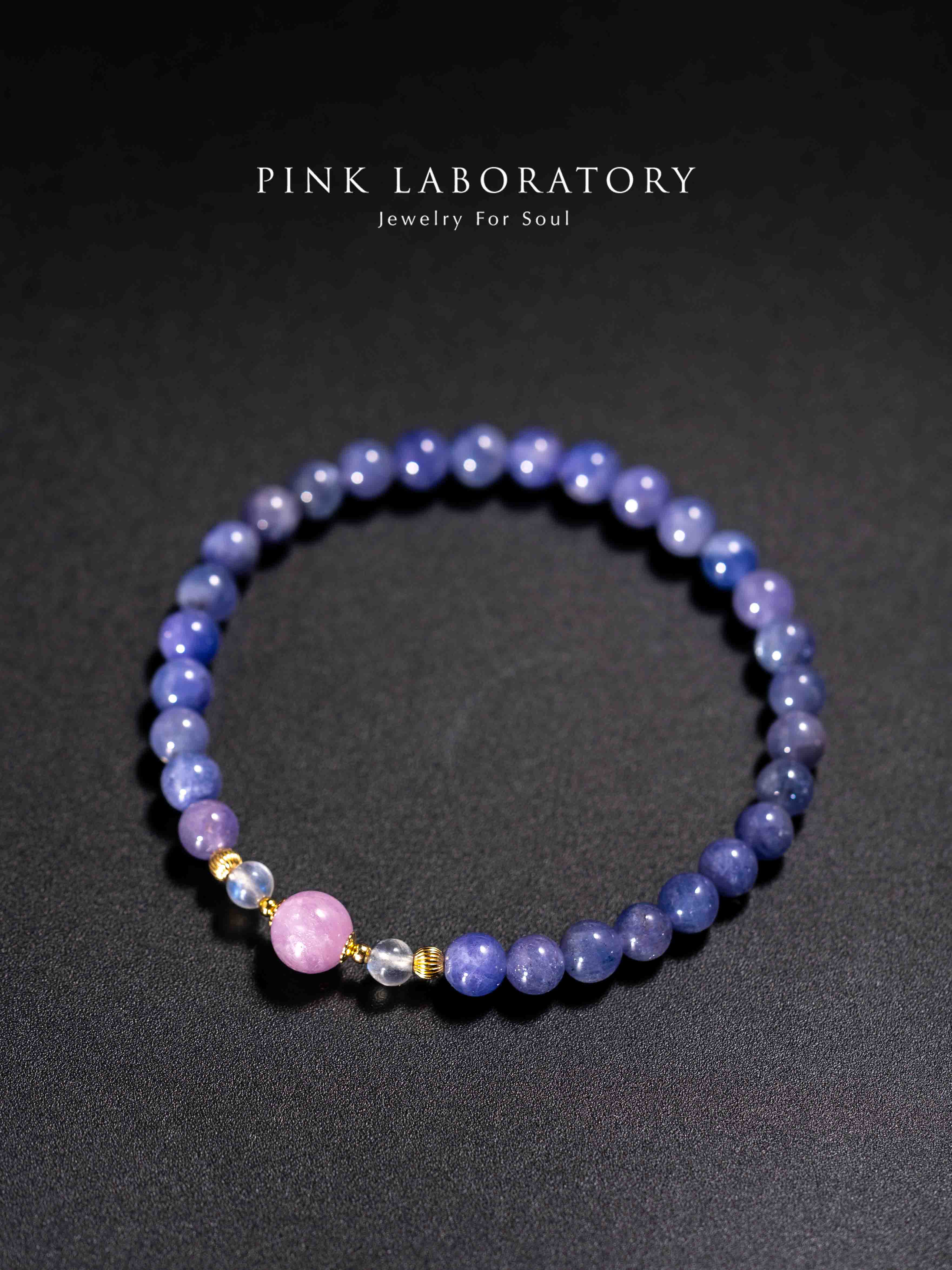 坦桑石紫鋰輝石14k包金手鍊