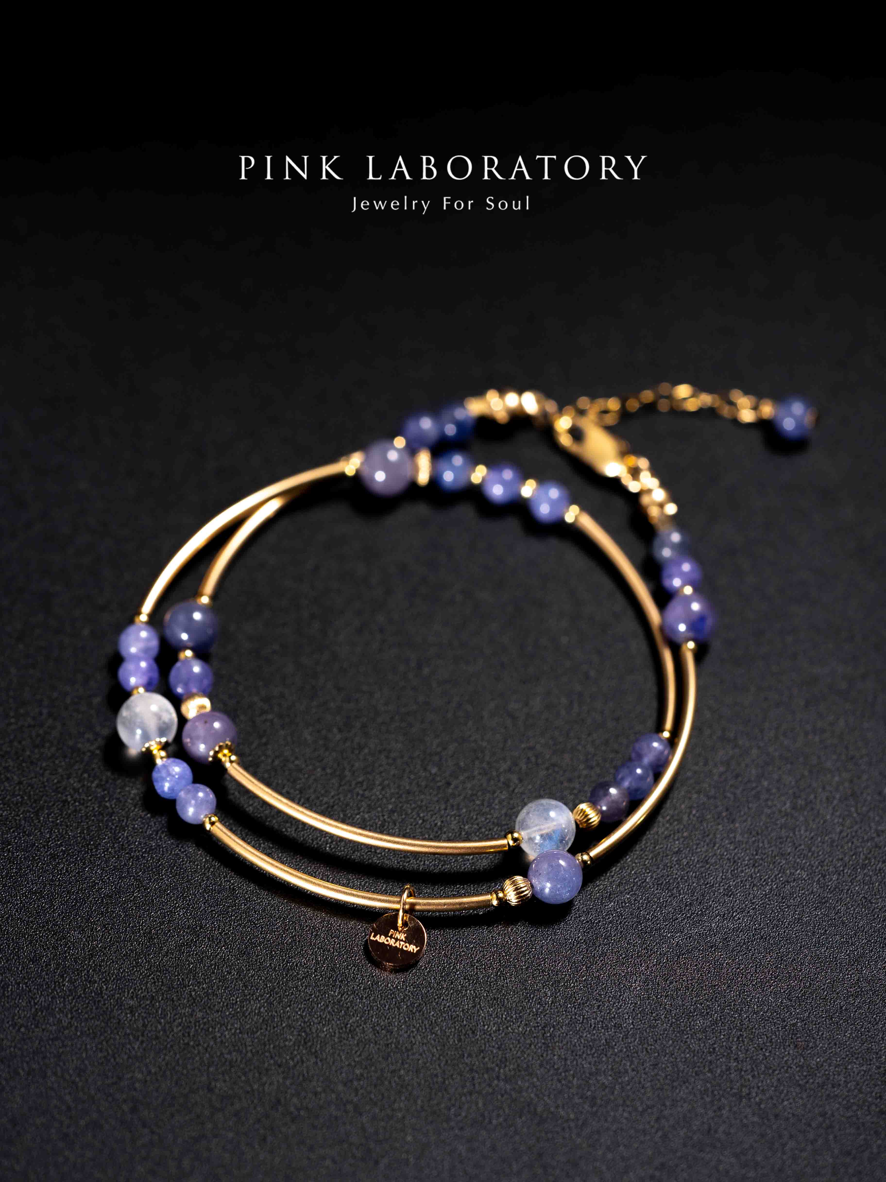 坦桑石月光石14k包金手鍊