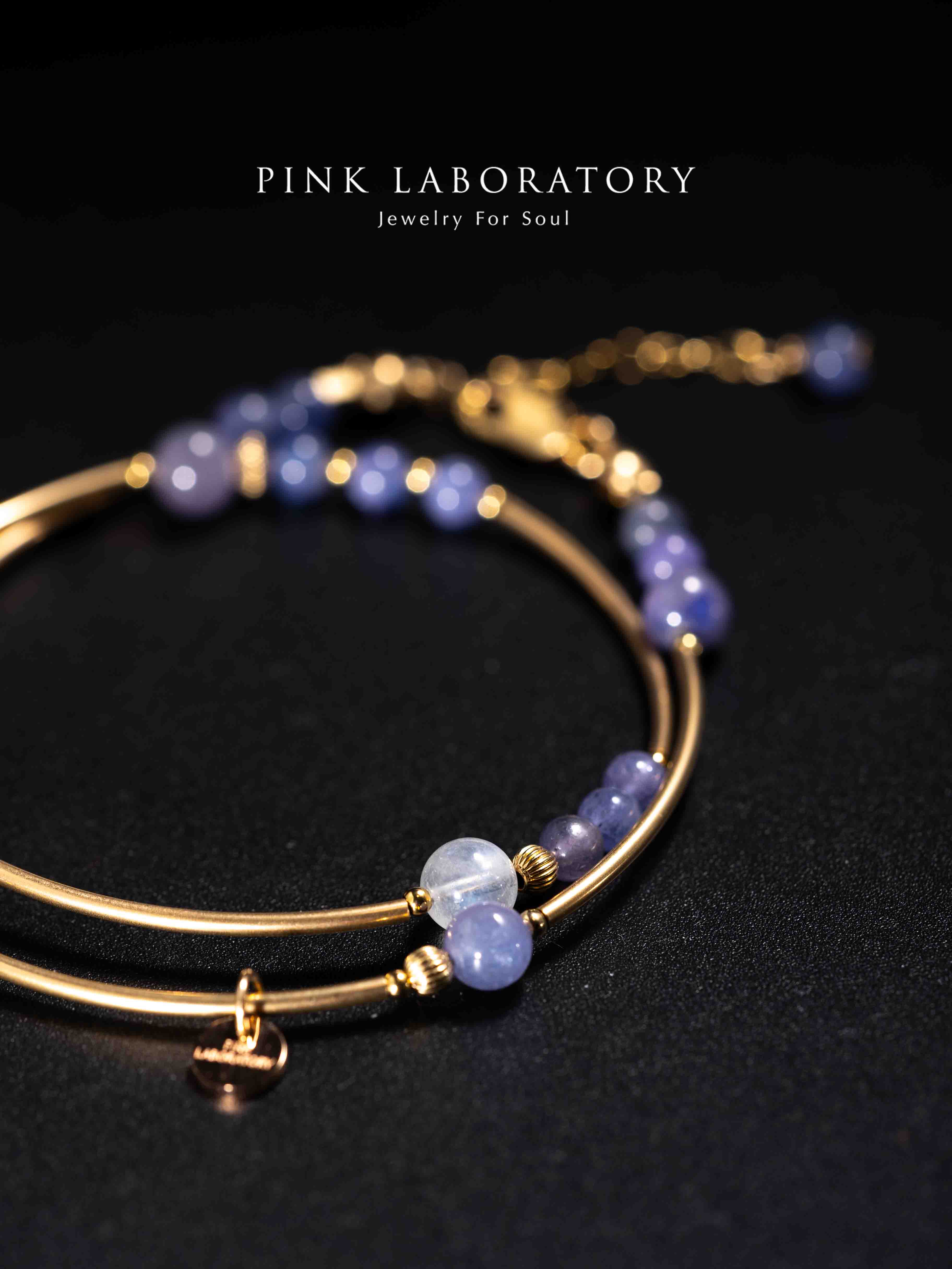 坦桑石月光石14k包金手鍊