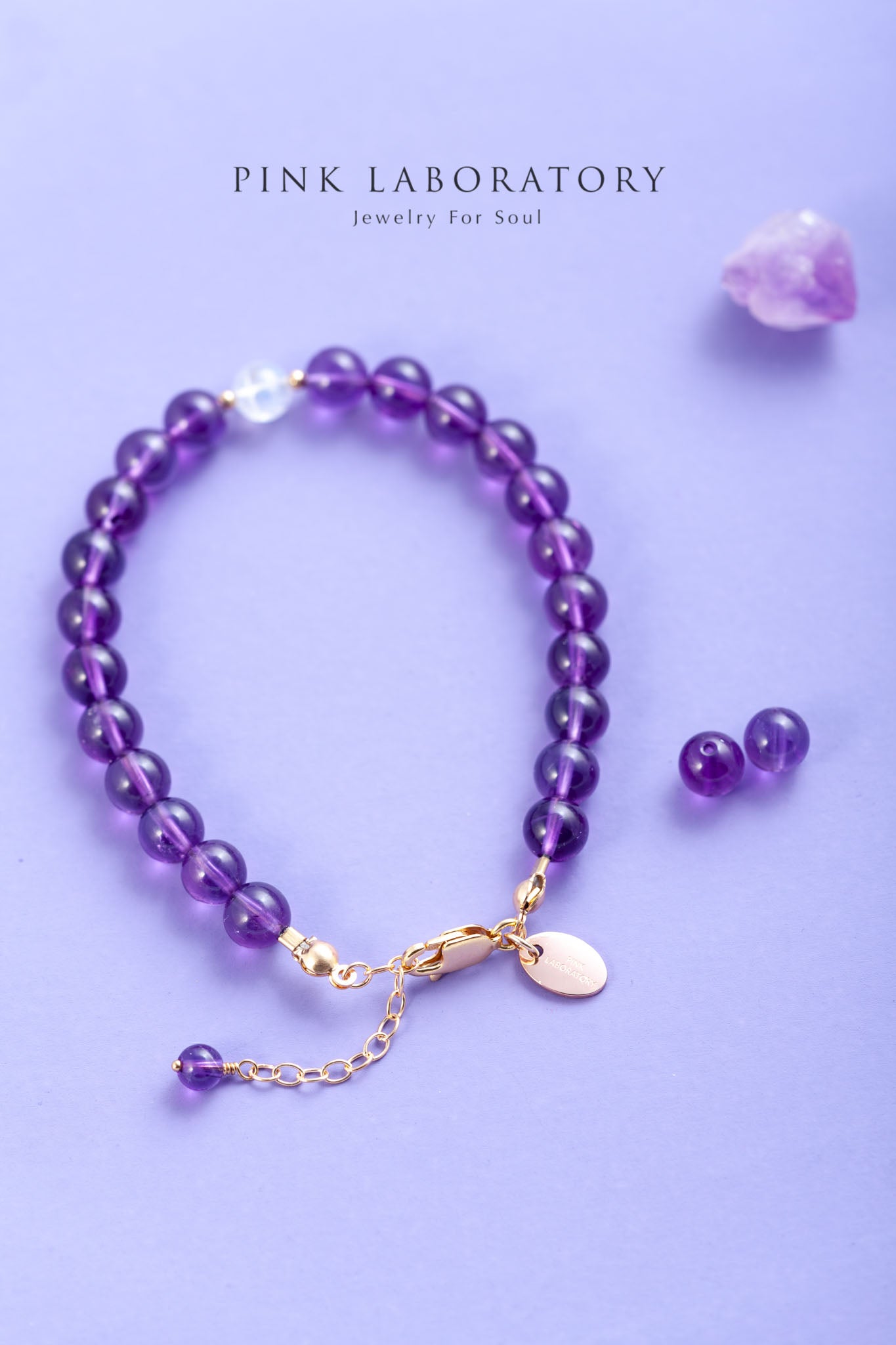 紫水晶月光石14k包金手鍊