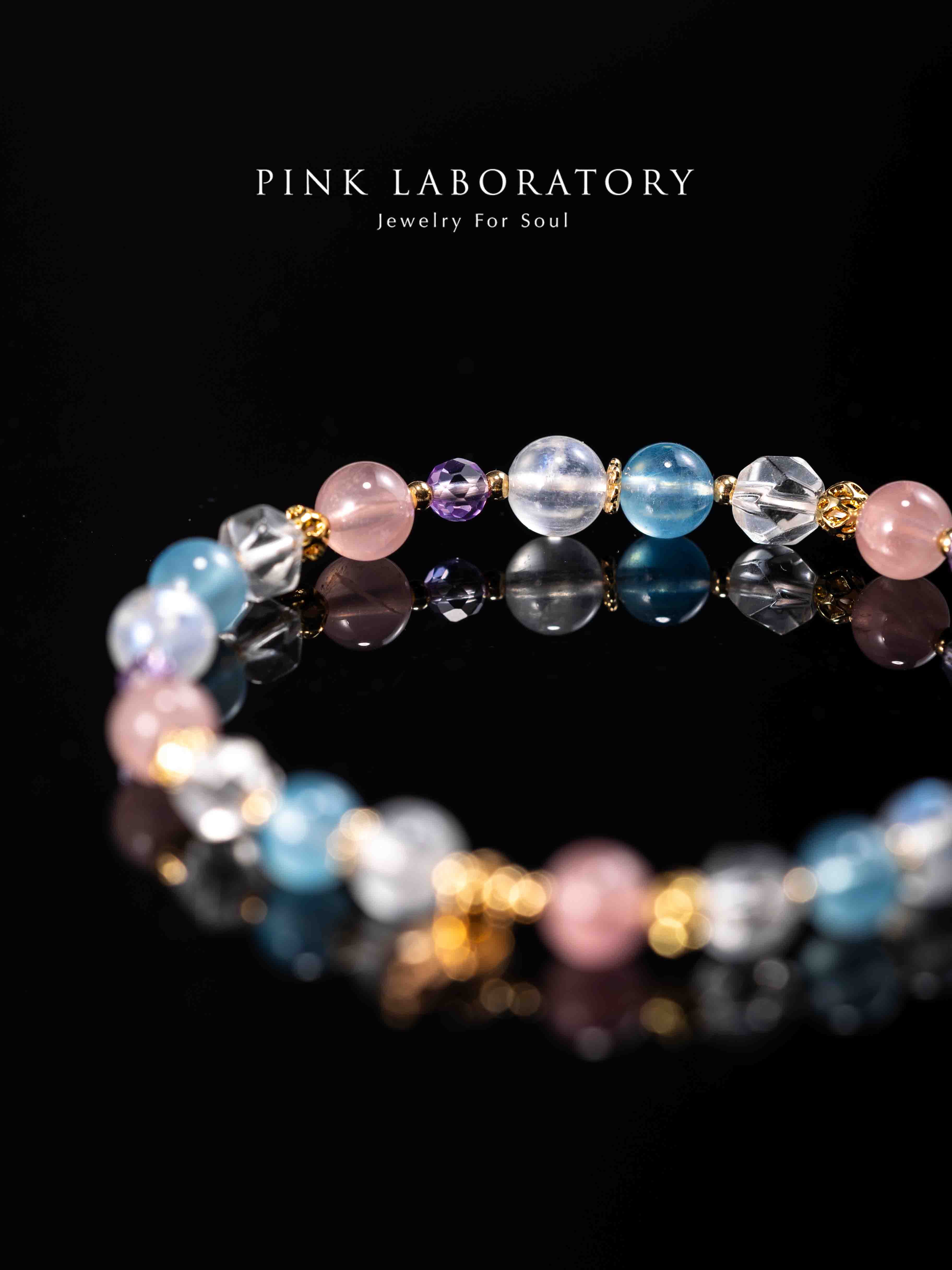 月光石粉水晶海藍寶手鍊