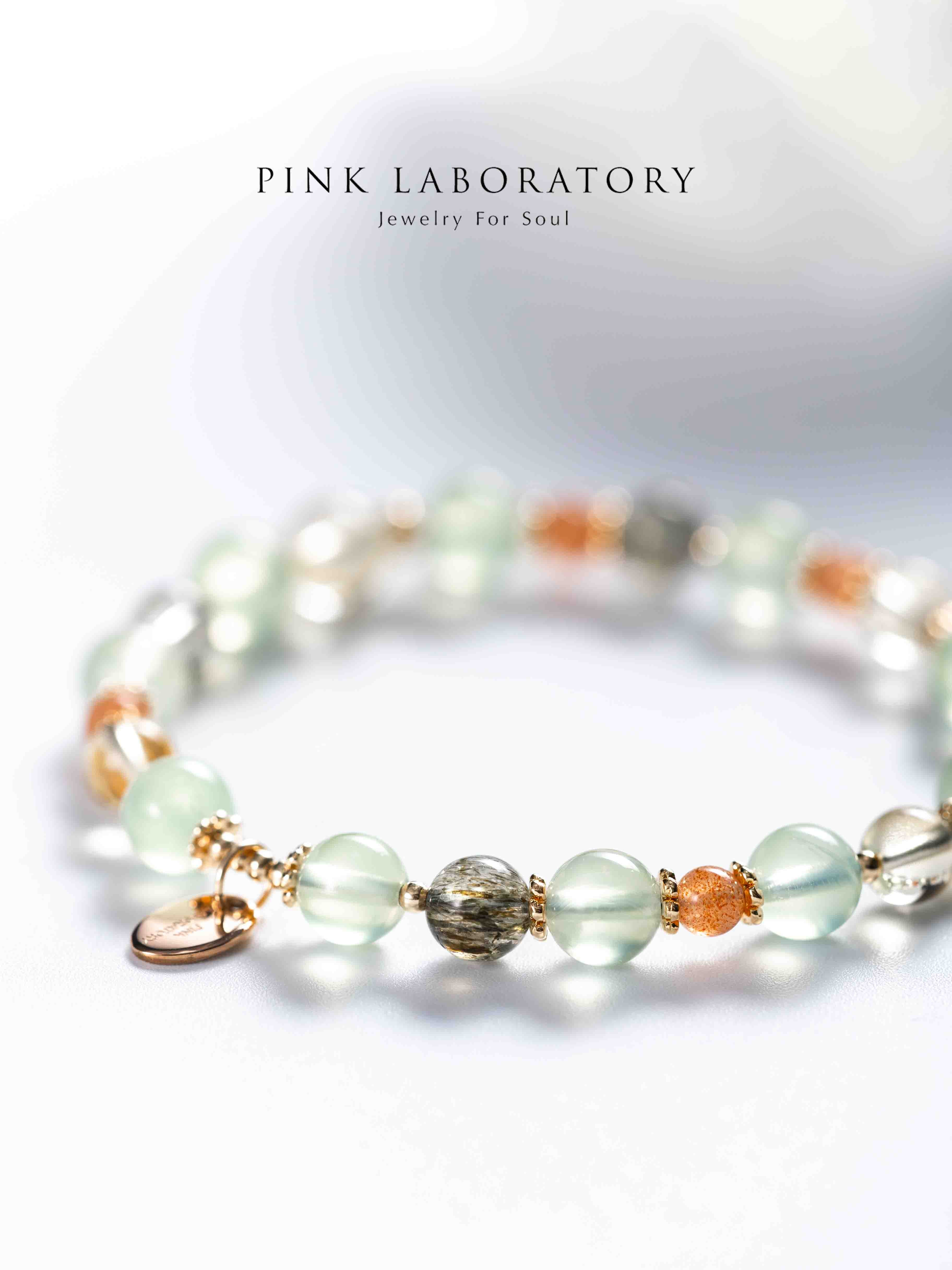 葡萄石太陽石綠髮碧璽14K鍍金手鍊