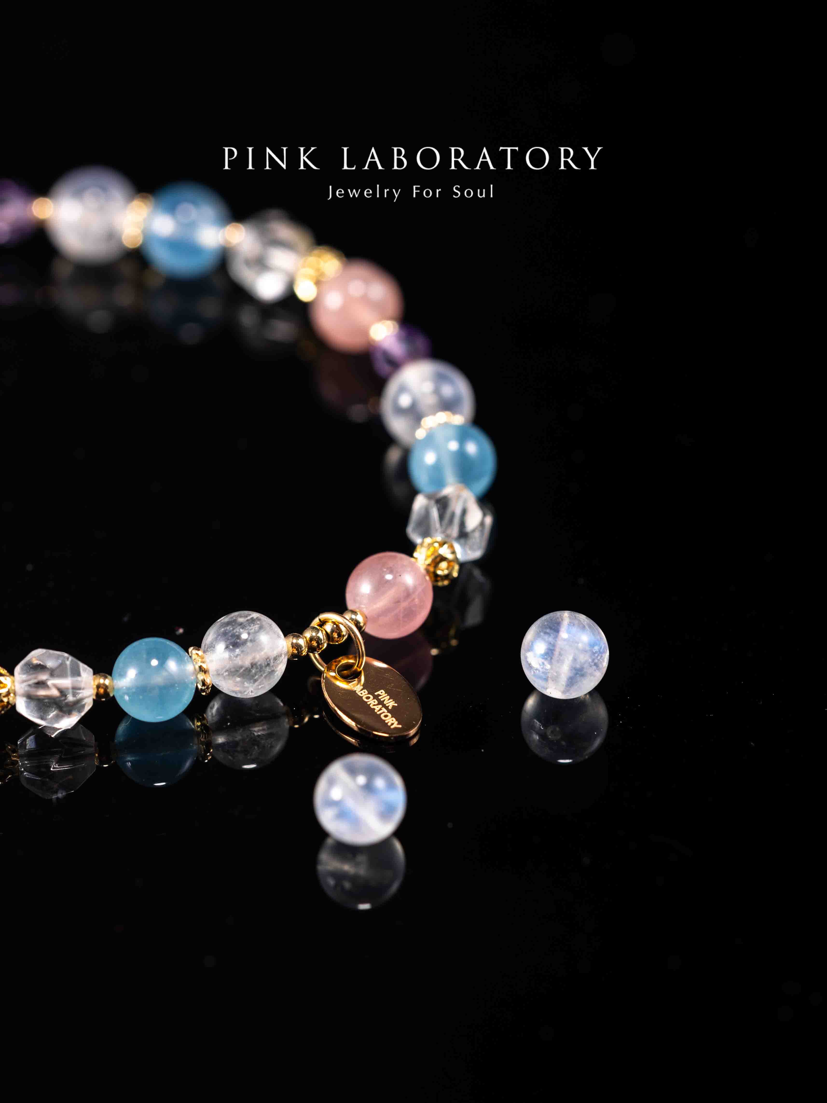 月光石粉水晶海藍寶手鍊