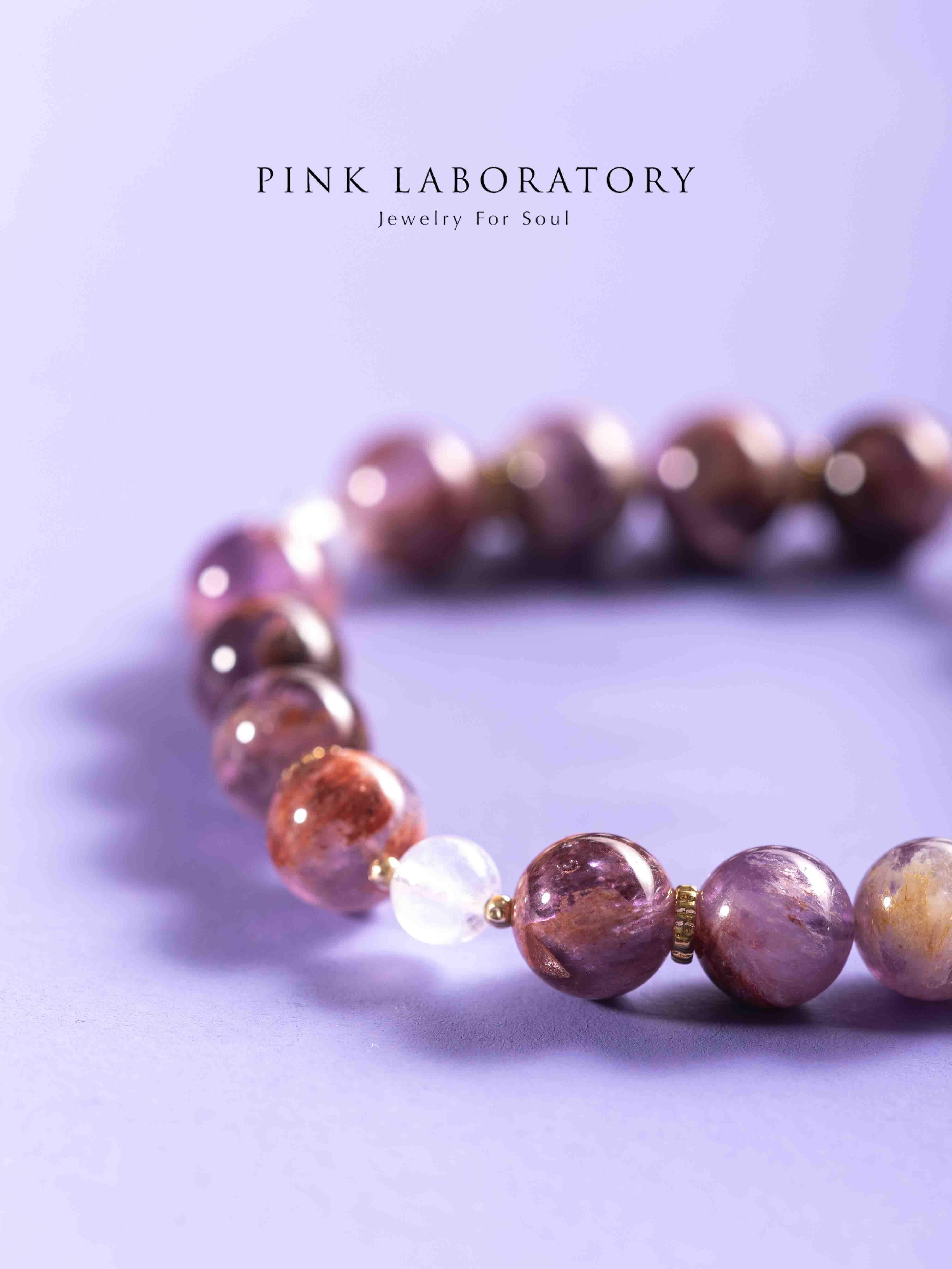 紫幽靈月光石14K鍍金手鍊