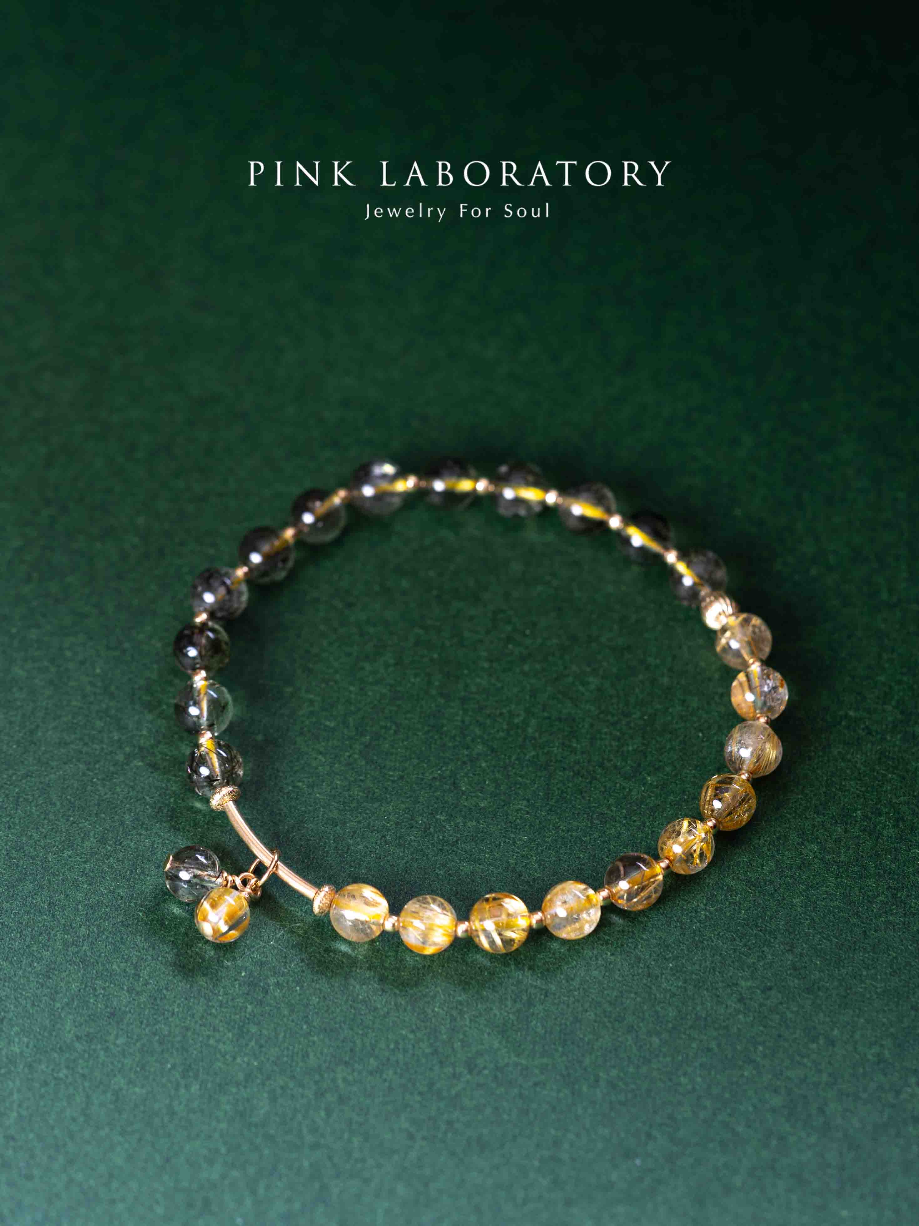 金髮晶綠碧髮晶招財14KGF手鍊