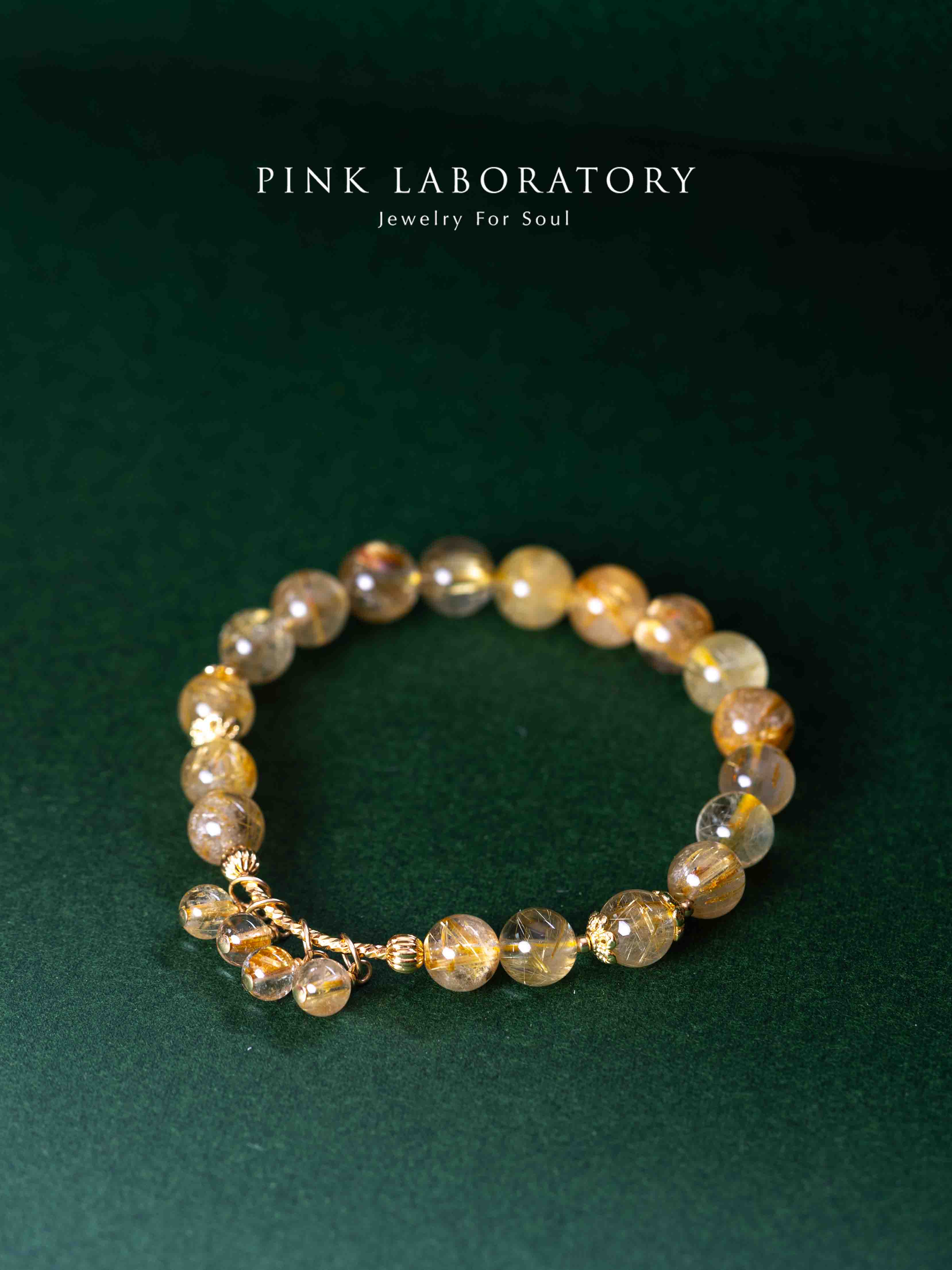 金髮晶8mm鍍金手鍊