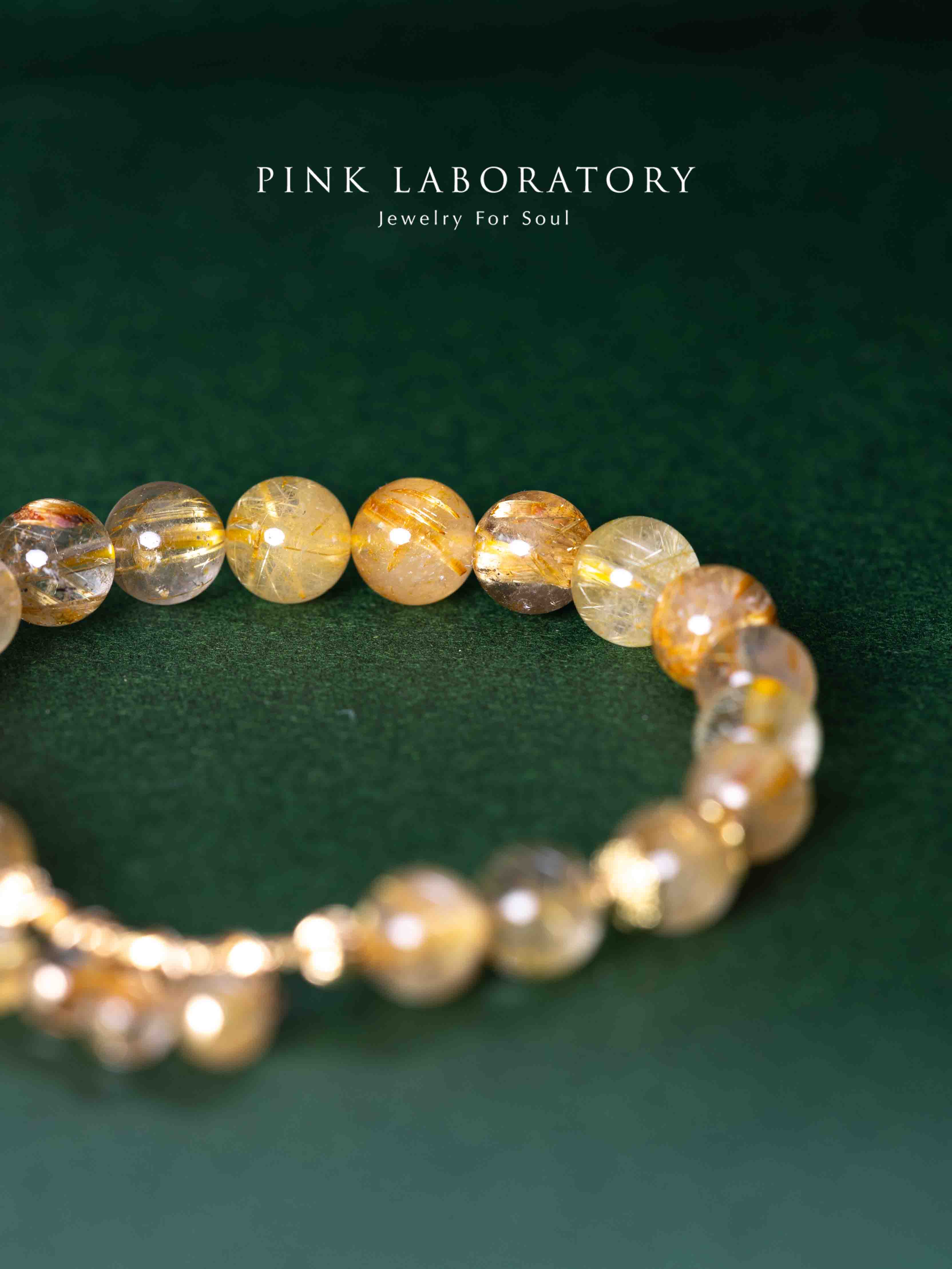 金髮晶8mm鍍金手鍊