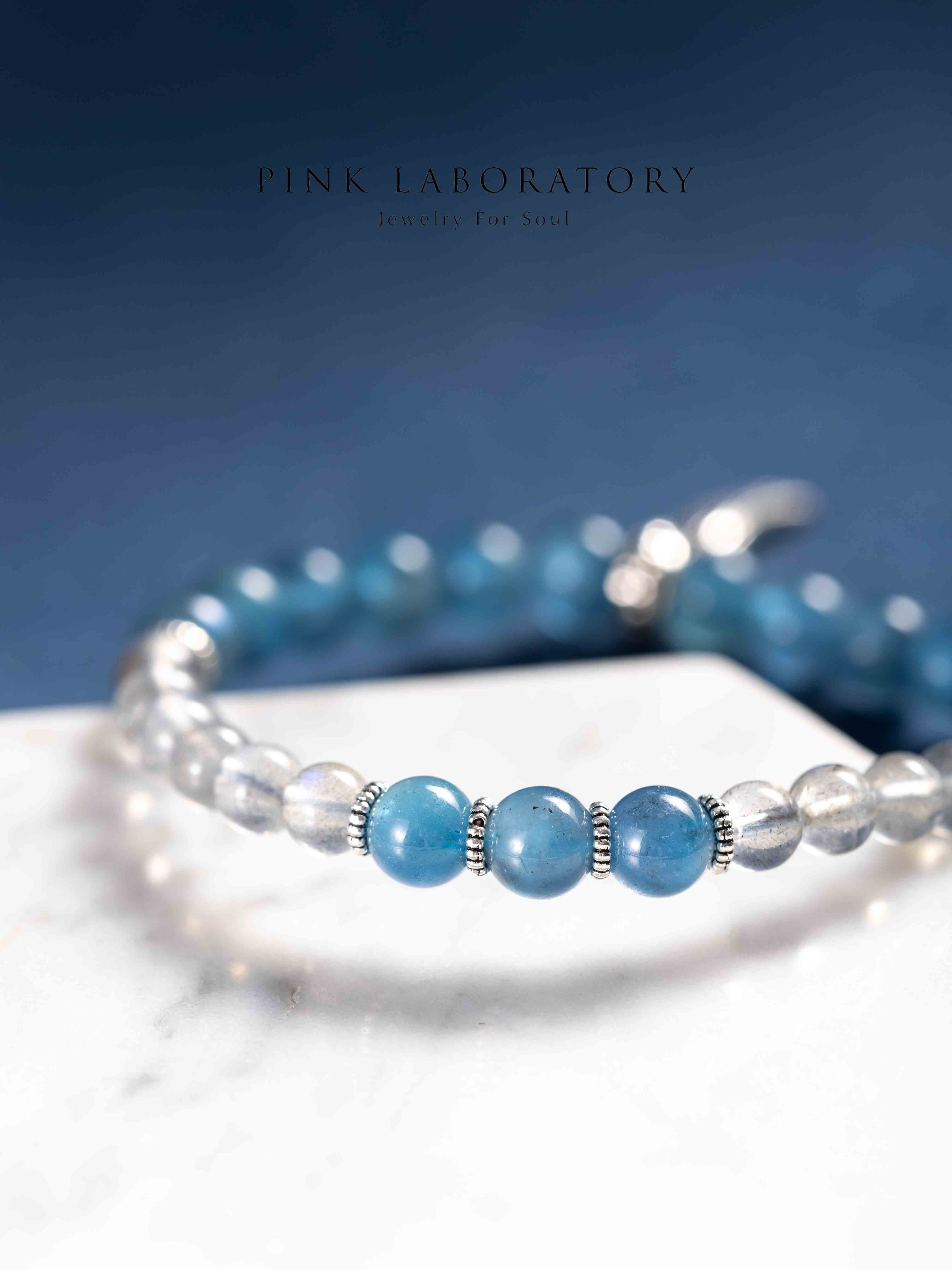 魔鬼藍海藍寶拉長石925純銀手鍊