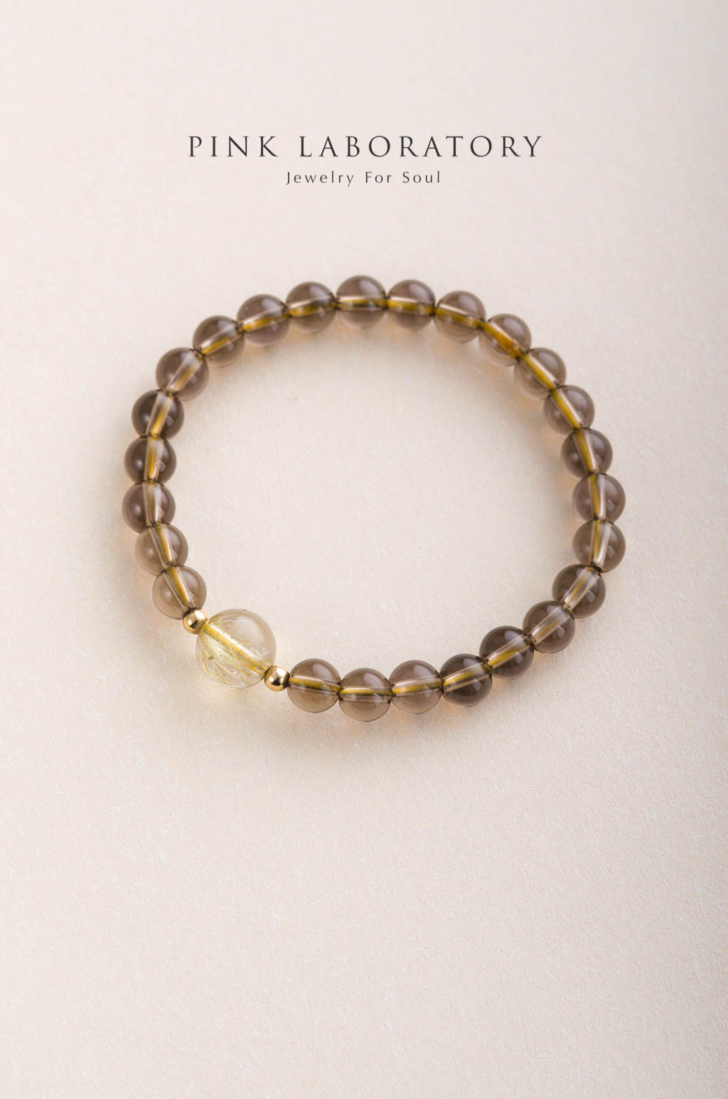 茶水晶金髮晶煙晶手鍊 | 6mm | 14K包金