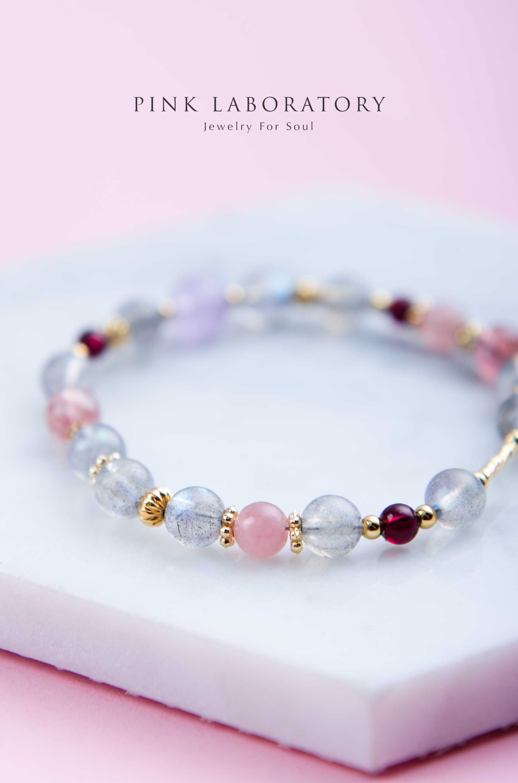 拉長石粉水晶手鍊