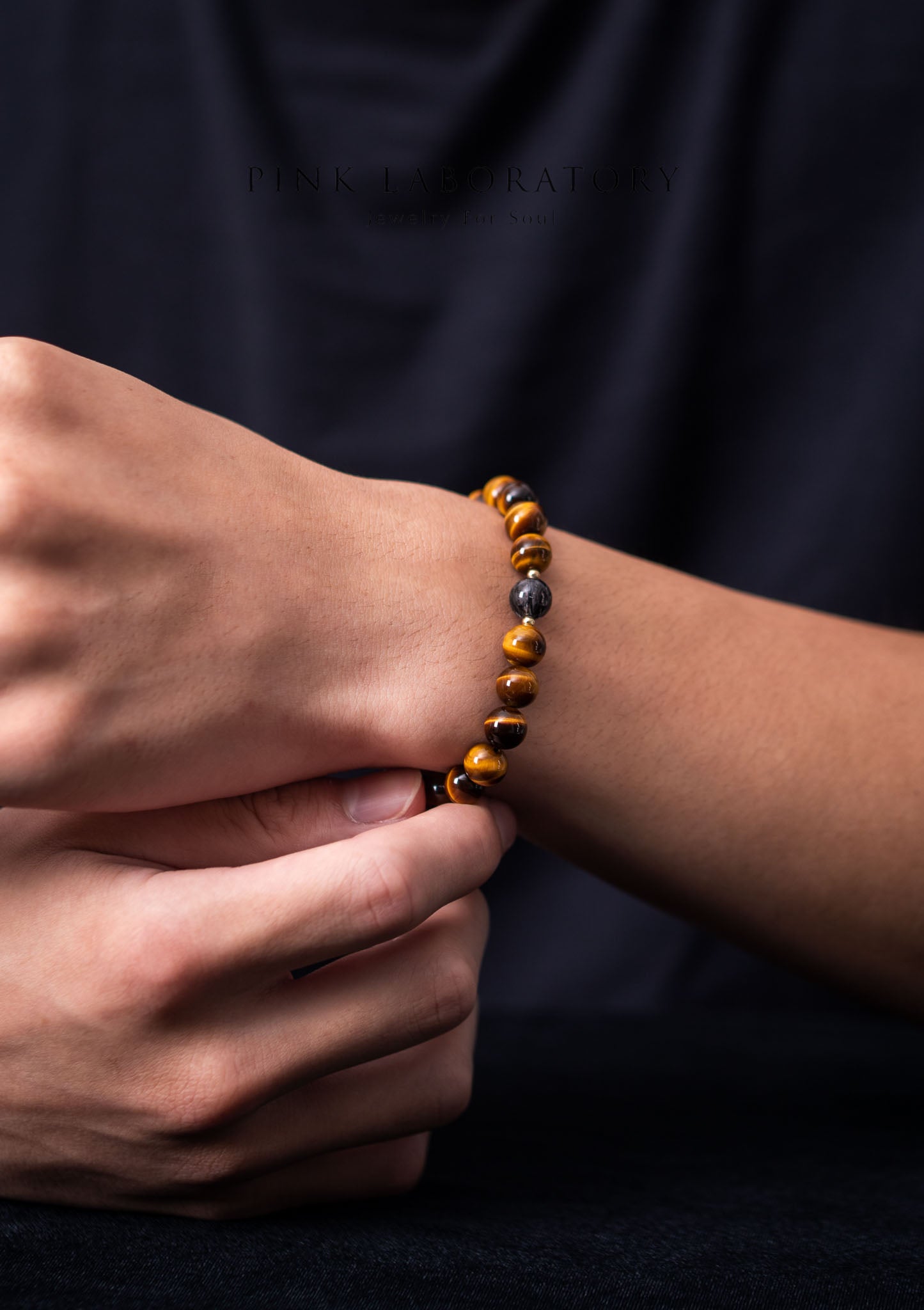 虎眼石黑髮晶14k包金手鍊