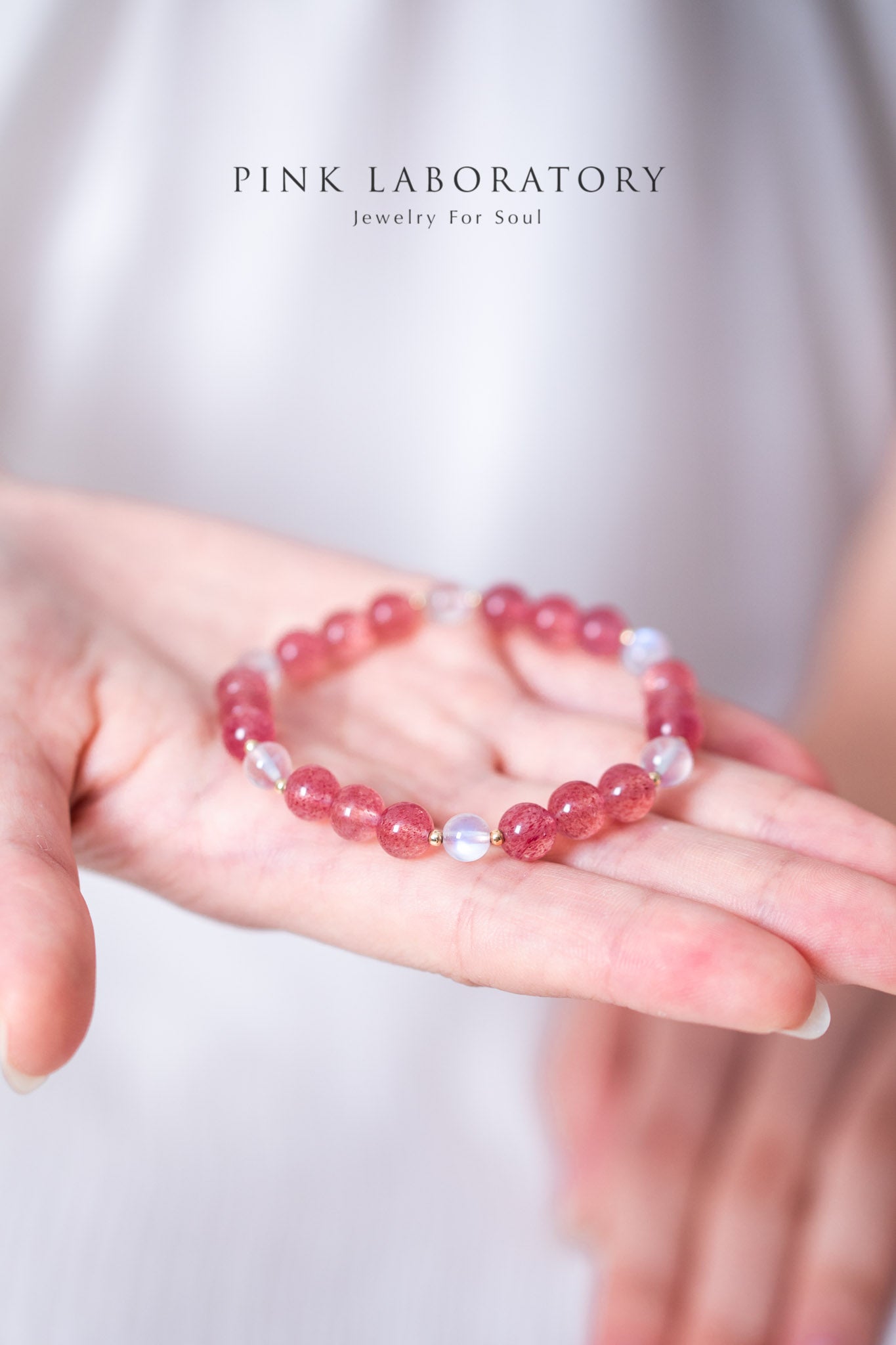 星光草莓晶月光石14k包金手鍊