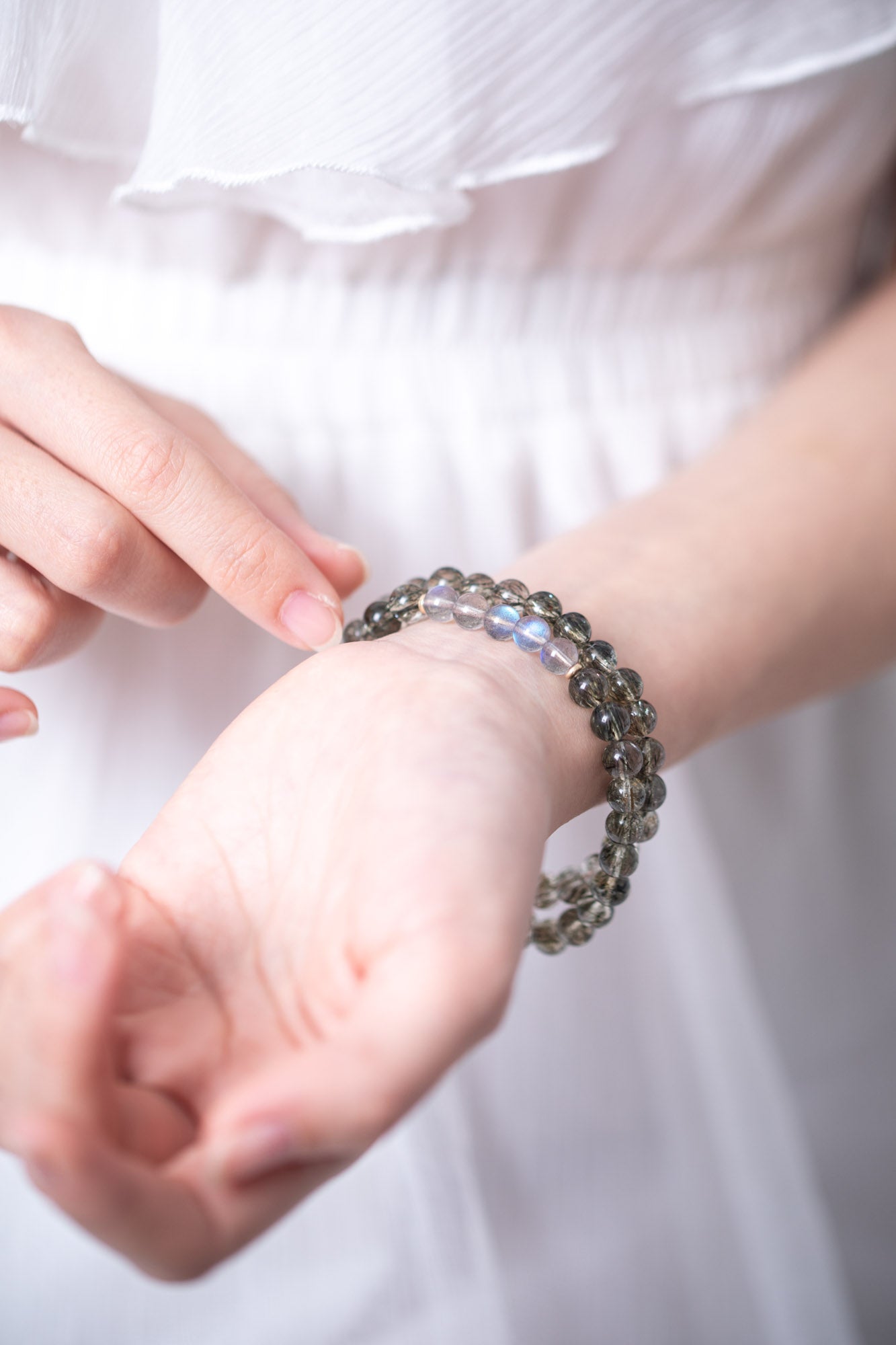 綠碧髮晶 拉長石手鍊