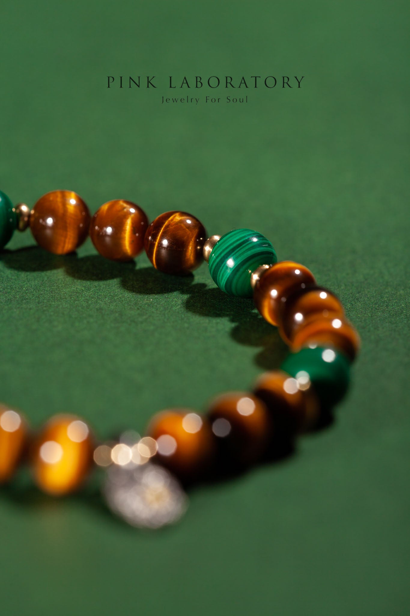 虎眼石孔雀石黃銅手鍊