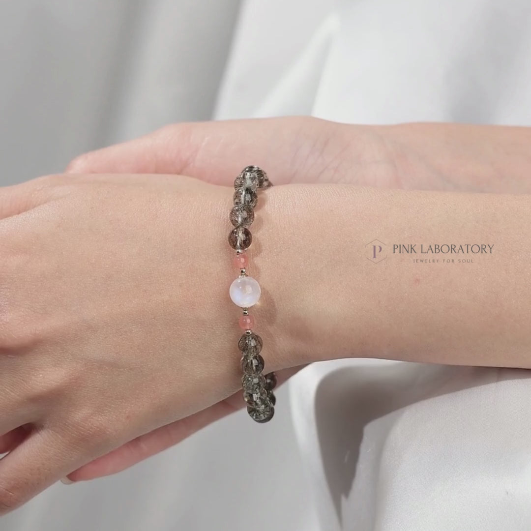 綠碧髮晶 月光石手鍊