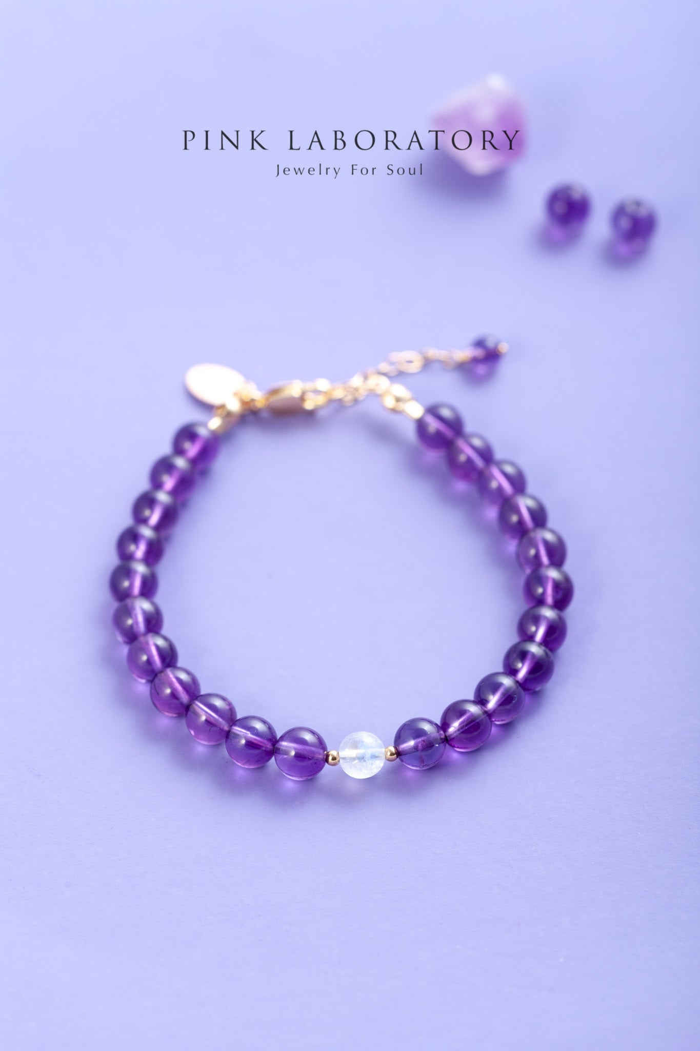 紫水晶月光石14k包金手鍊