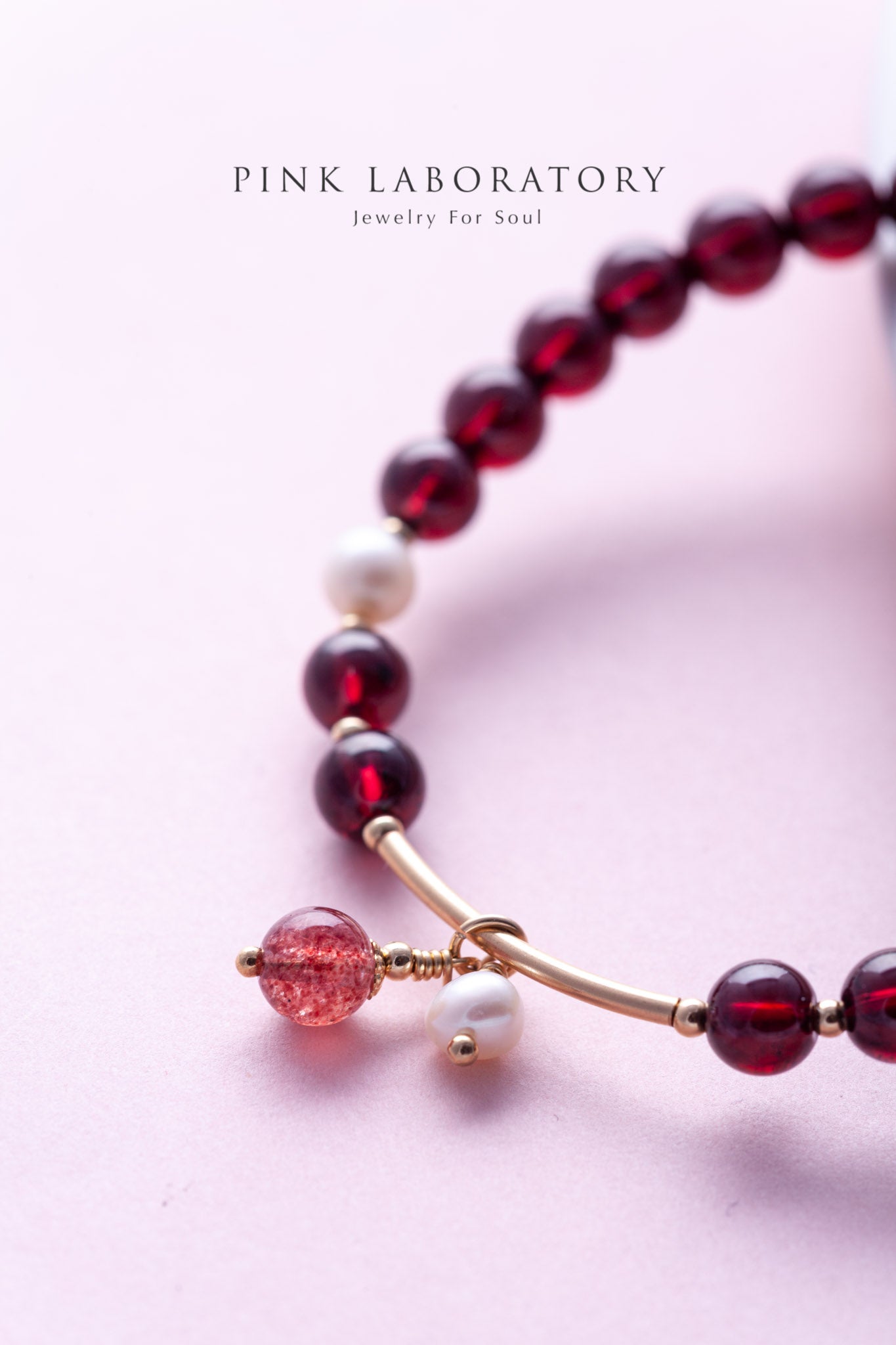 石榴石天然淡水珍珠14k包金手鍊