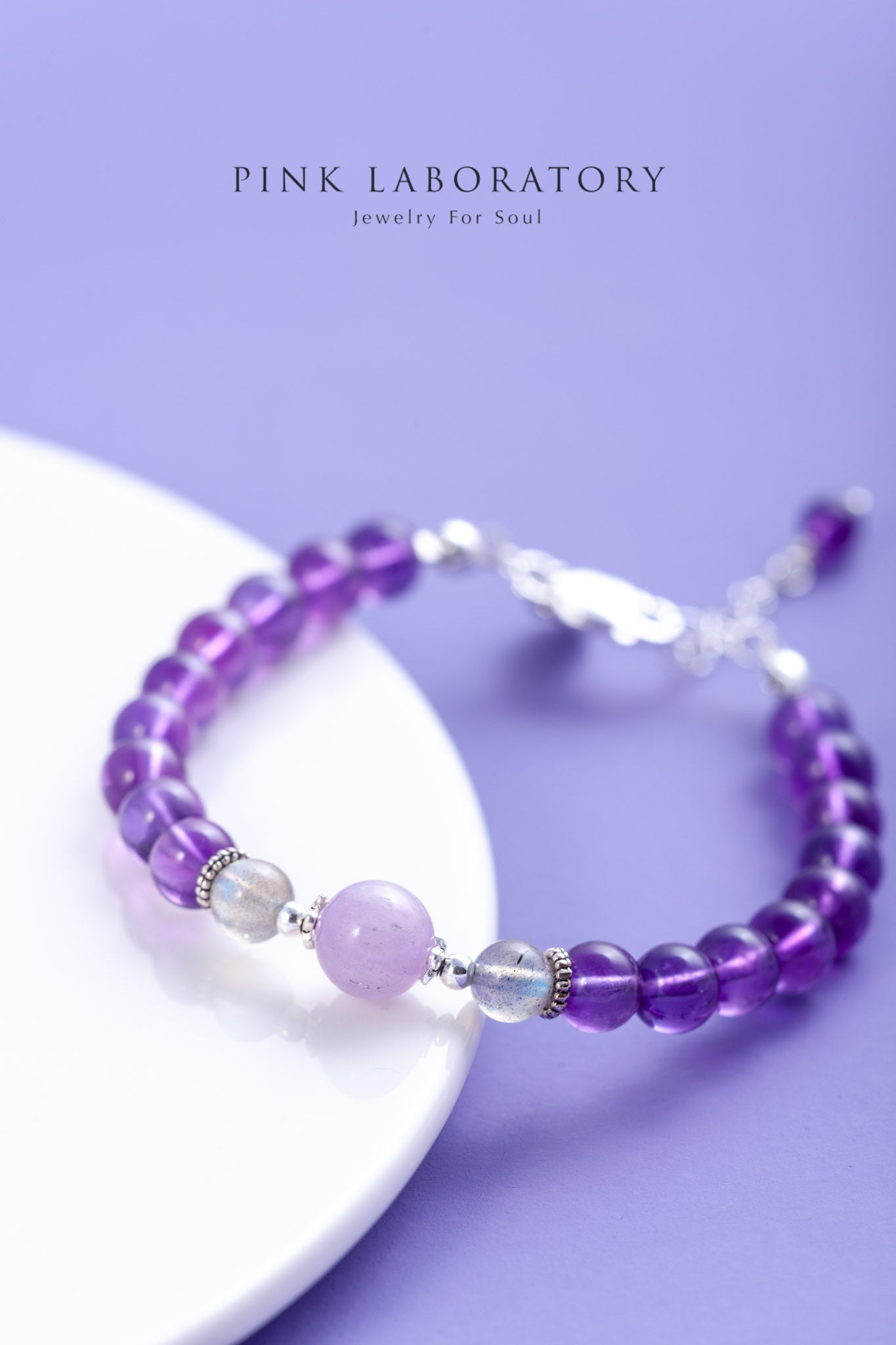 紫水晶拉長石925純銀手鍊