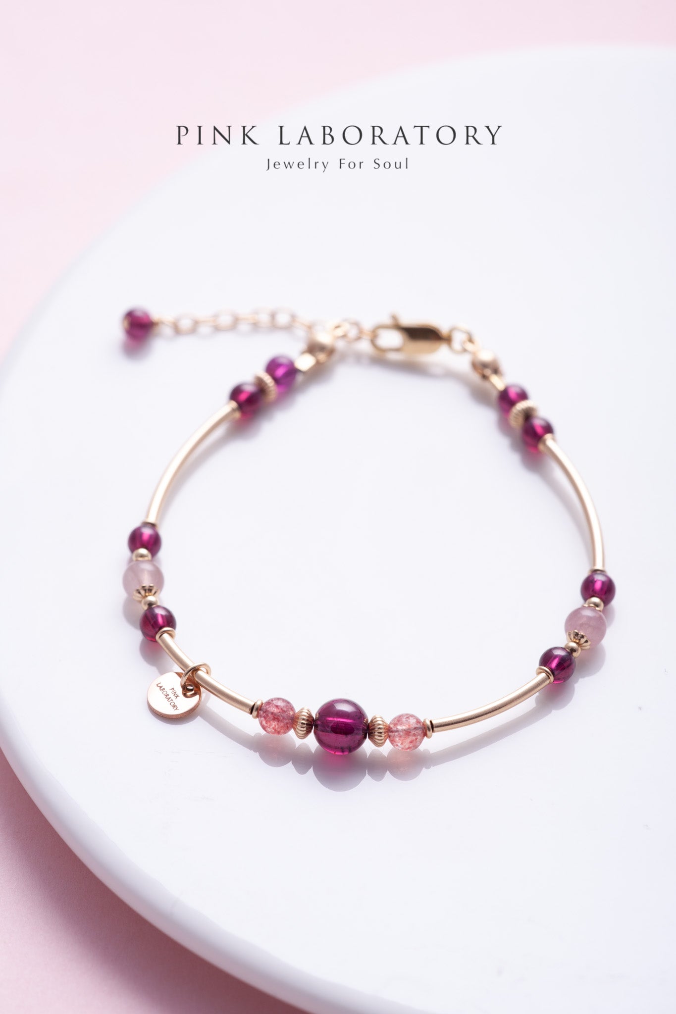 石榴石草莓晶14k包金手鍊