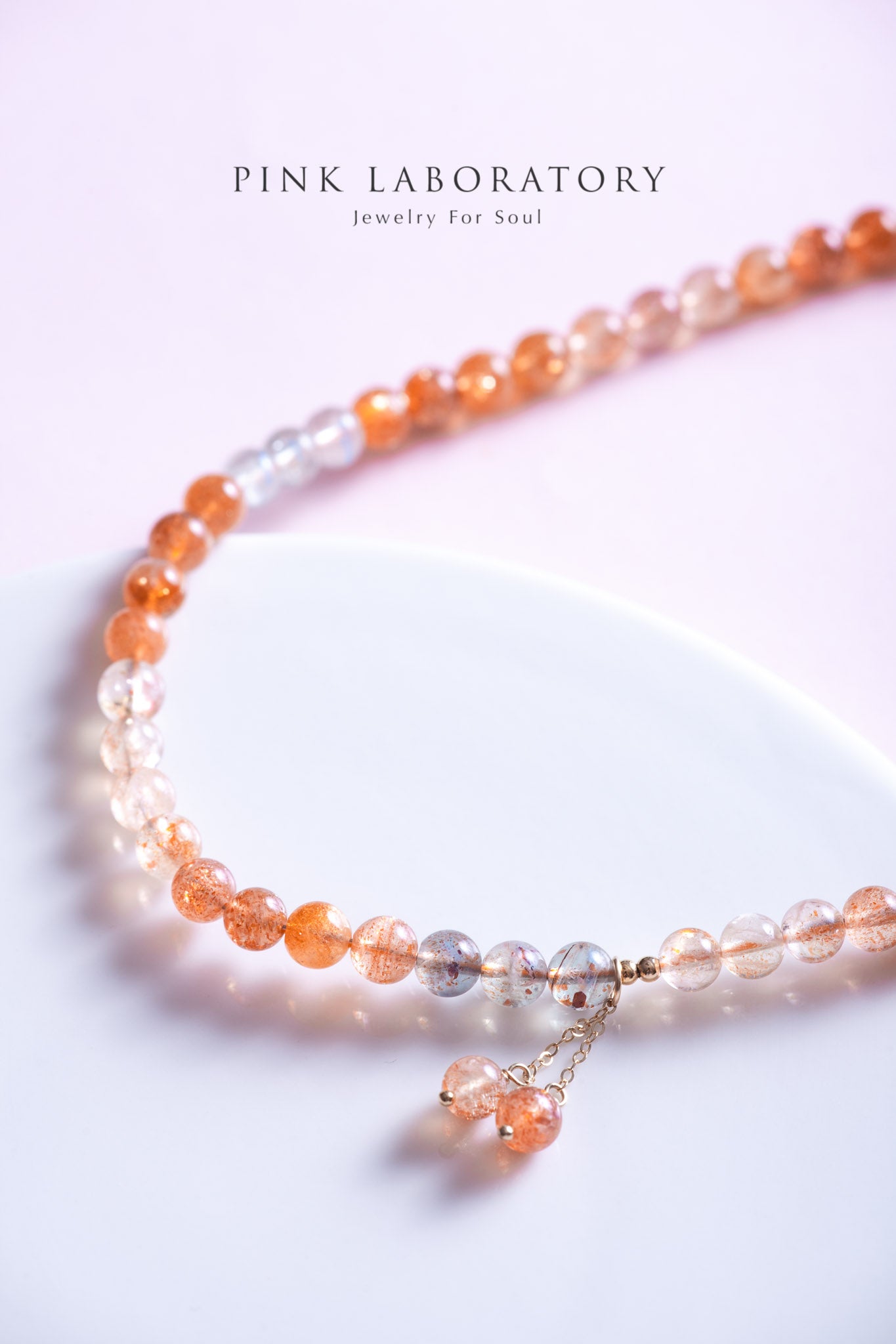 阿魯沙水晶雙圈吊墜14k包金手鍊 | 金太陽石