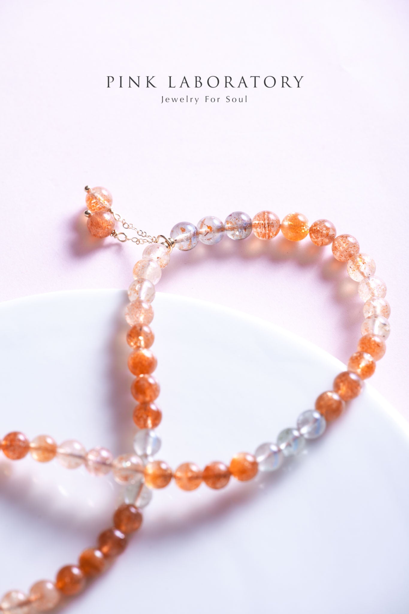 阿魯沙水晶雙圈吊墜14k包金手鍊 | 金太陽石