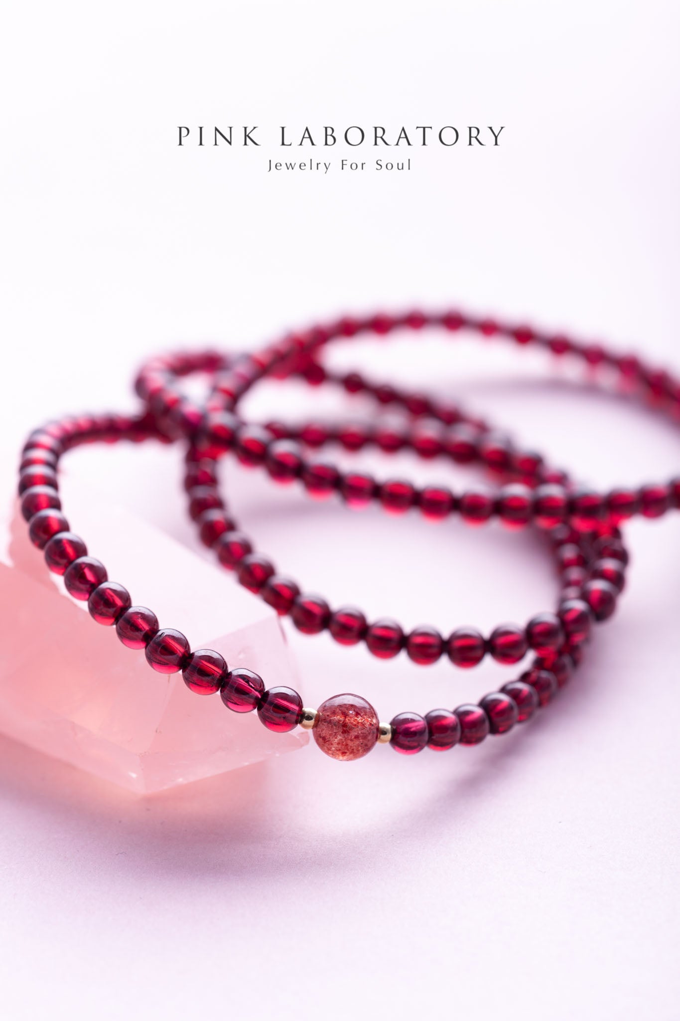 石榴石草莓晶三圈14k包金手鍊