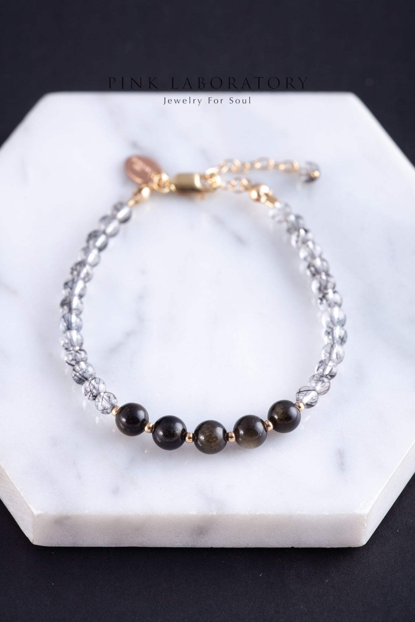 清透黑髮晶黑曜石手鍊