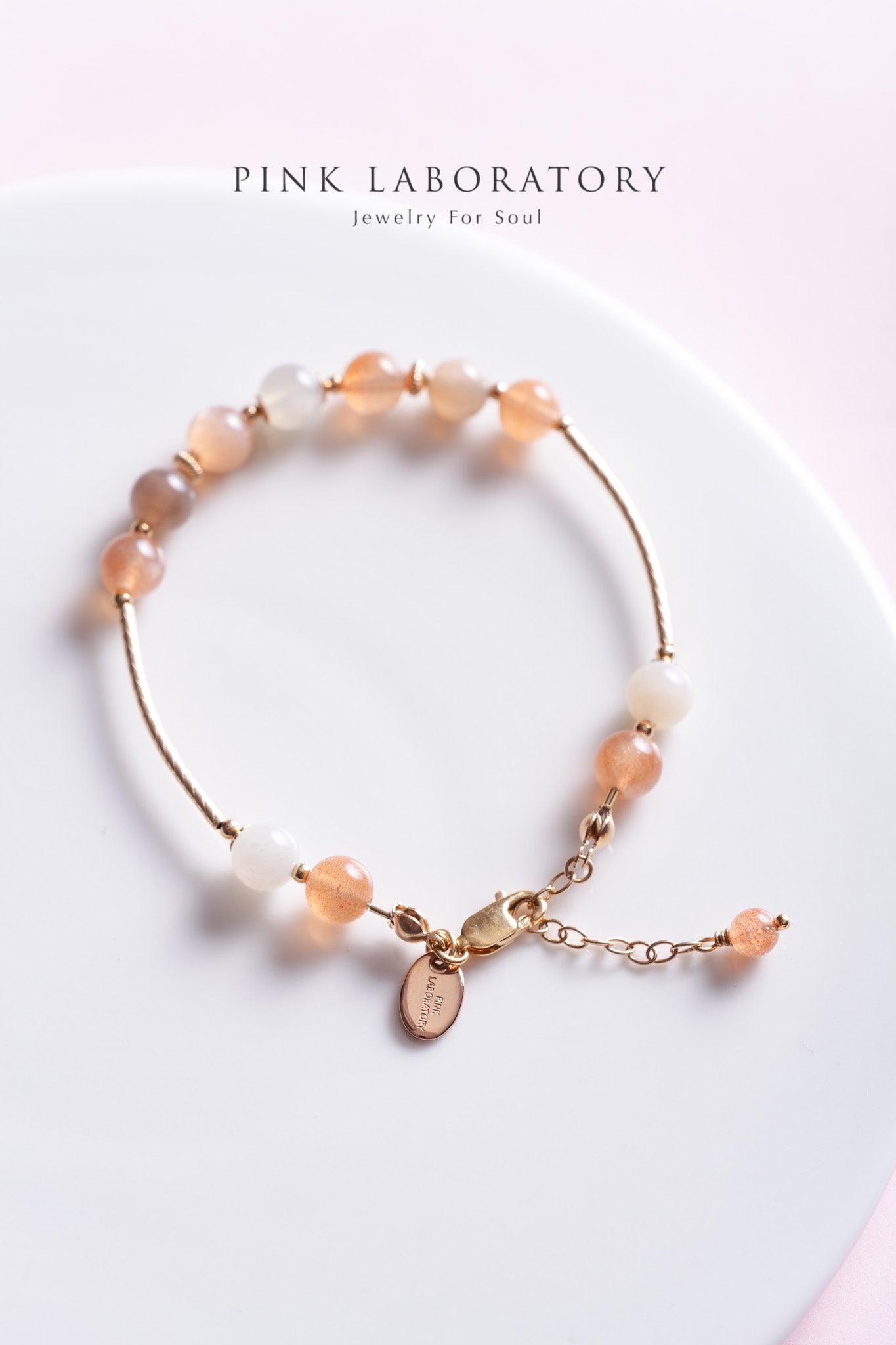 橙月光石14k包金手鍊