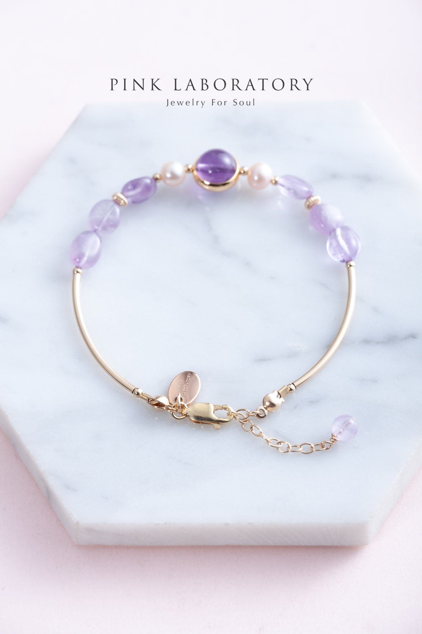 紫水晶天然淡水珍珠14k包金手鍊