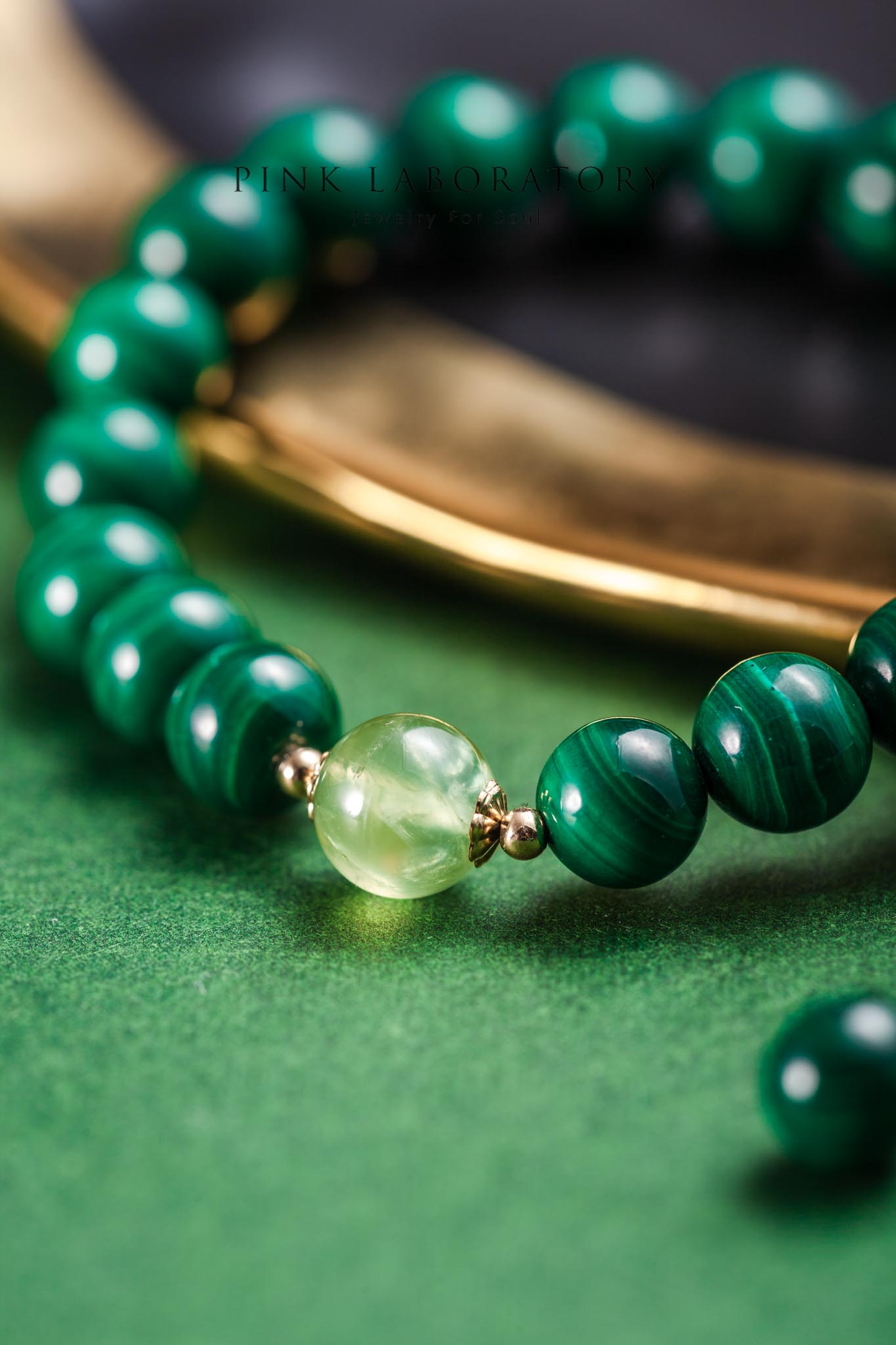 孔雀石葡萄石14KGF手鍊