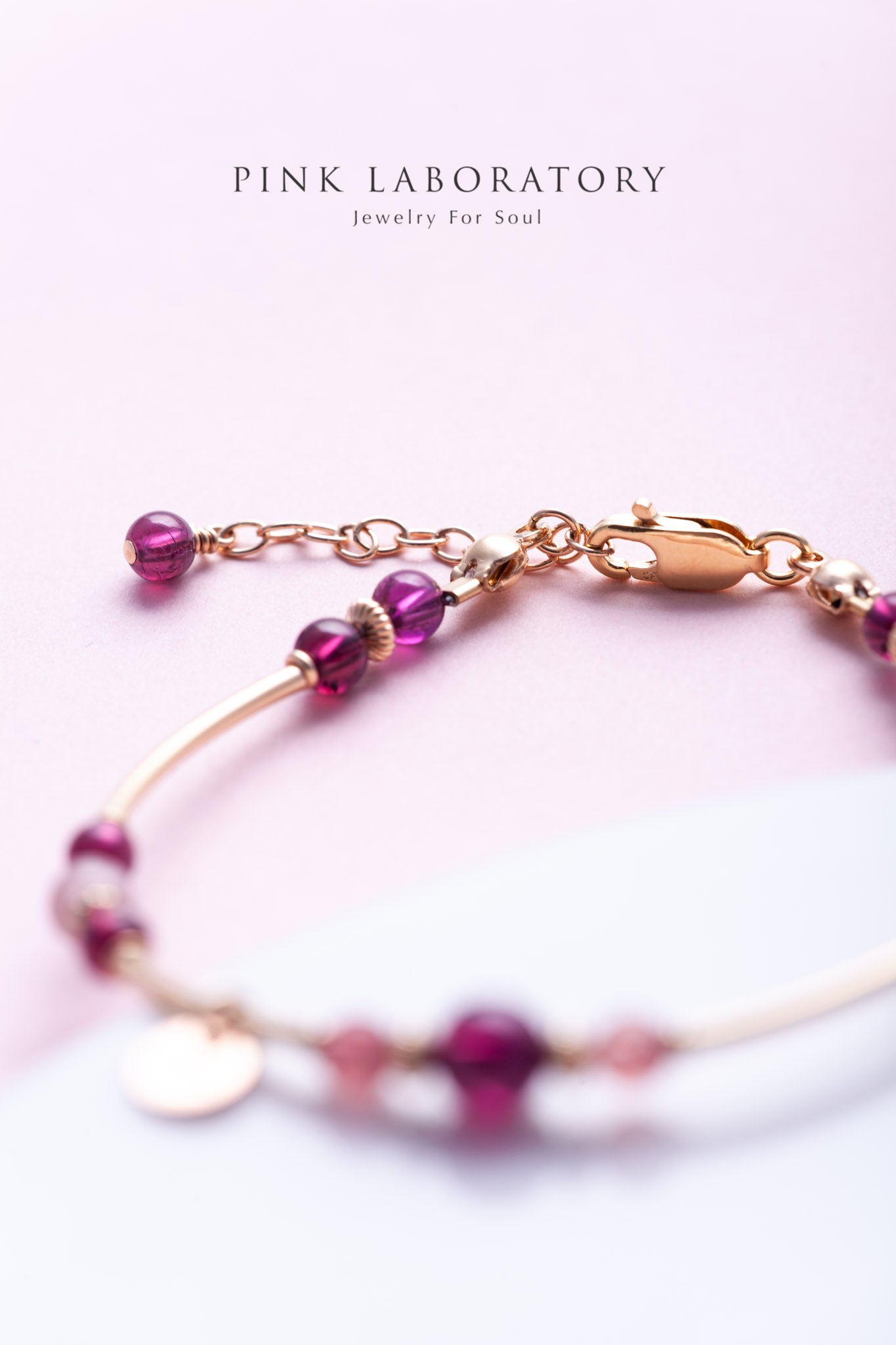 石榴石草莓晶14k包金手鍊