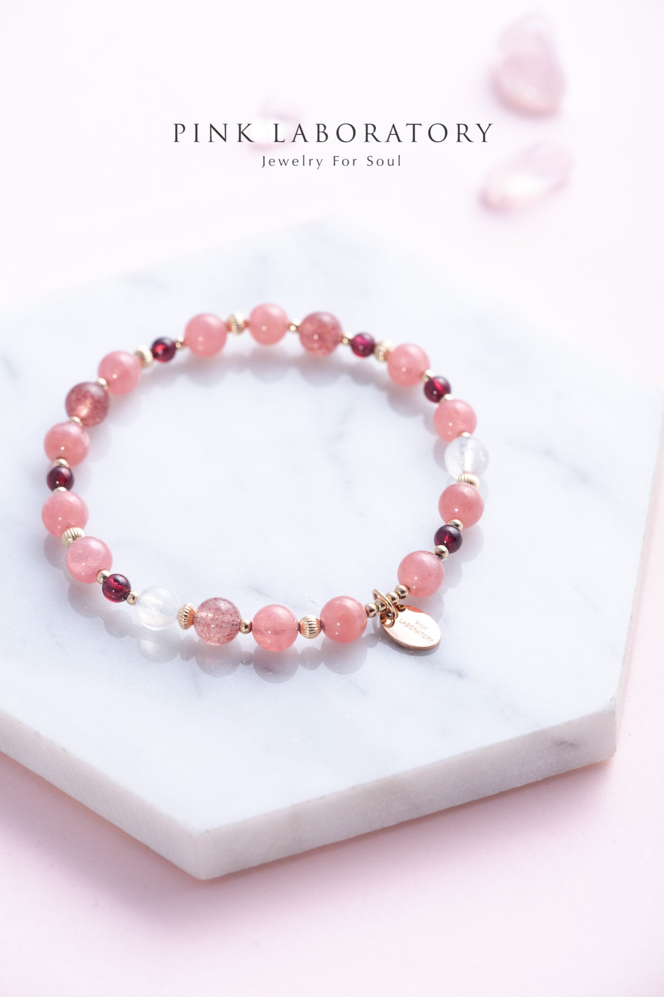 冰種紅紋石草莓晶石榴石14KGF愛情水晶手鍊