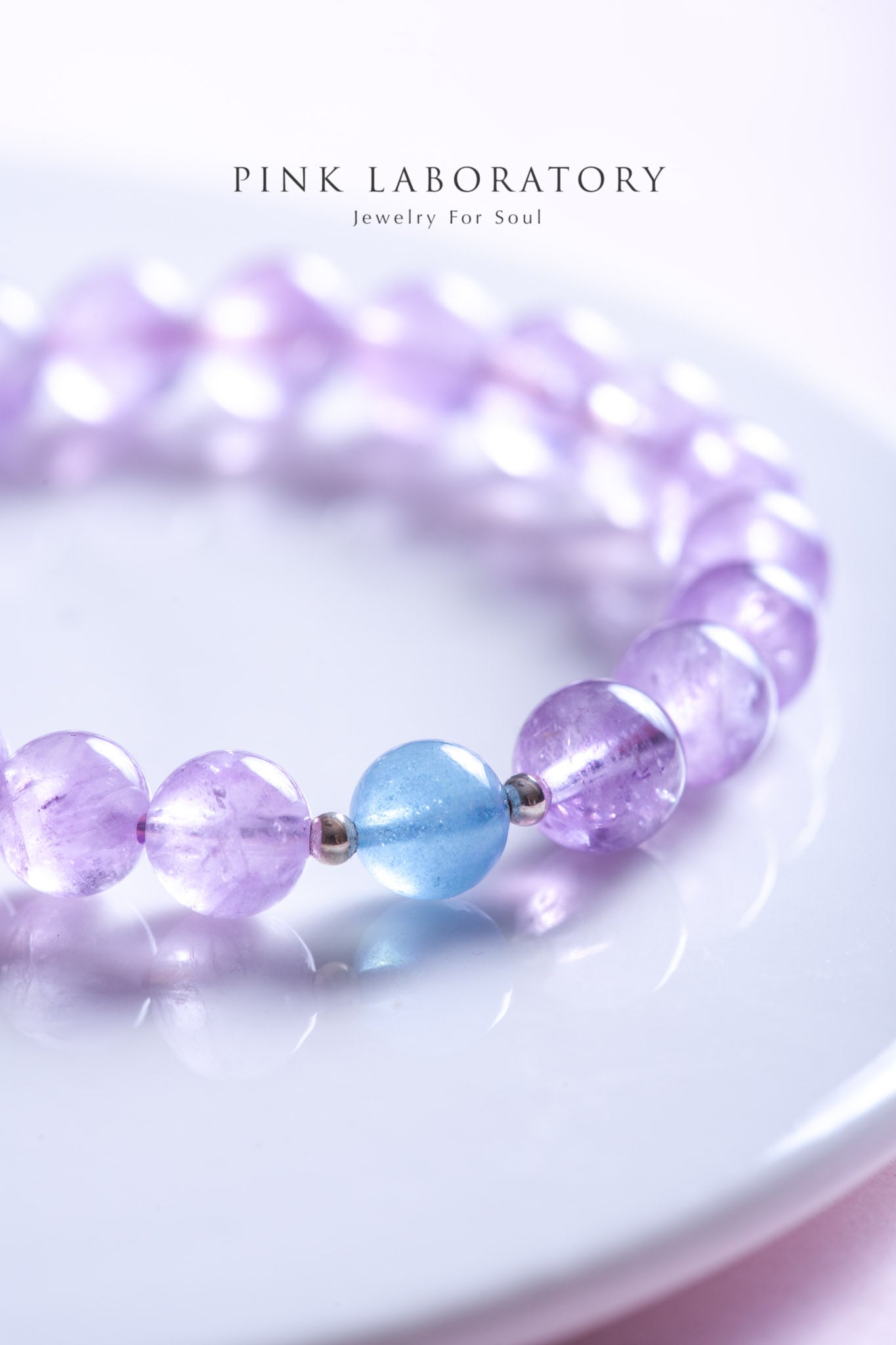 薰衣草紫水晶海藍寶925純銀手鍊