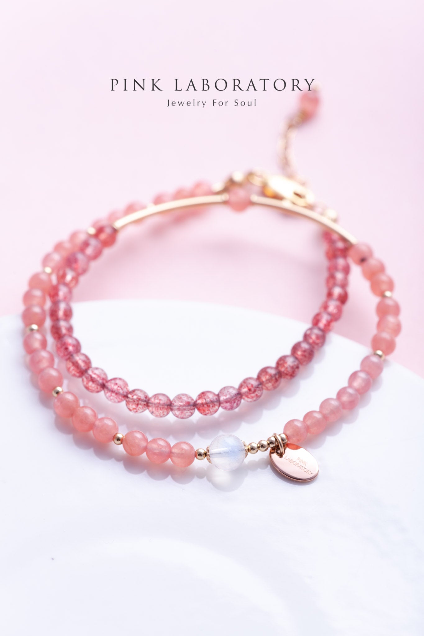 紅紋石 鴿血紅草莓晶14KGF手鍊